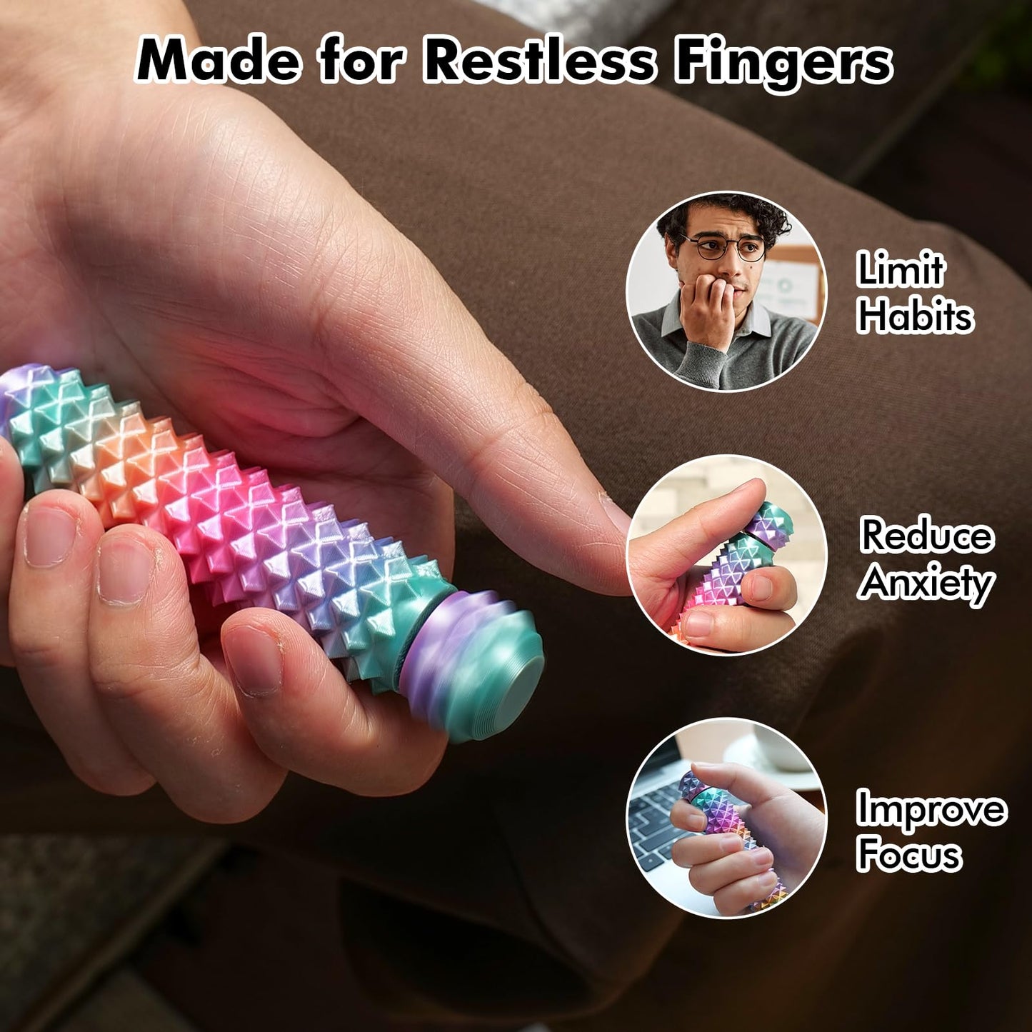 LESONG Pain Stim Fidget – Rotating Spiky Spinner for Anxiety Relief and Focus