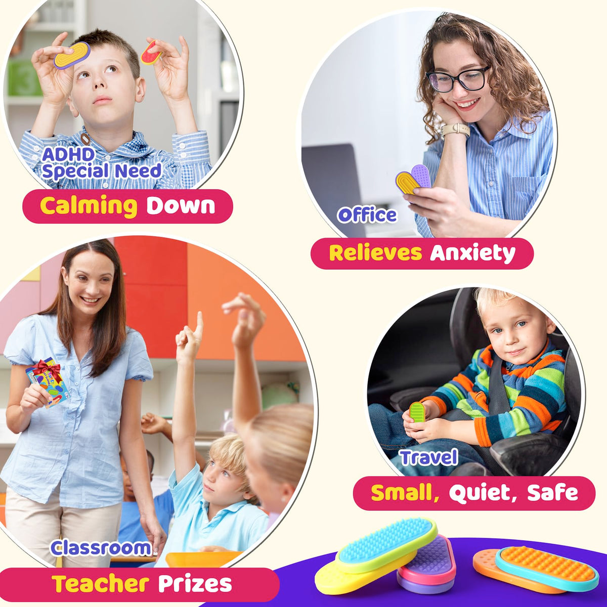 LESONG Sensory Fidget Magnet Sliders – Silicone Sliders for Focus, Calm, and Stress Relief