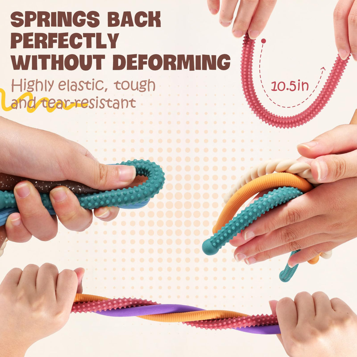 LESONG Fidget Textured Stretchy Strings – Quiet, Durable Sensory Toys for Kids & Adults