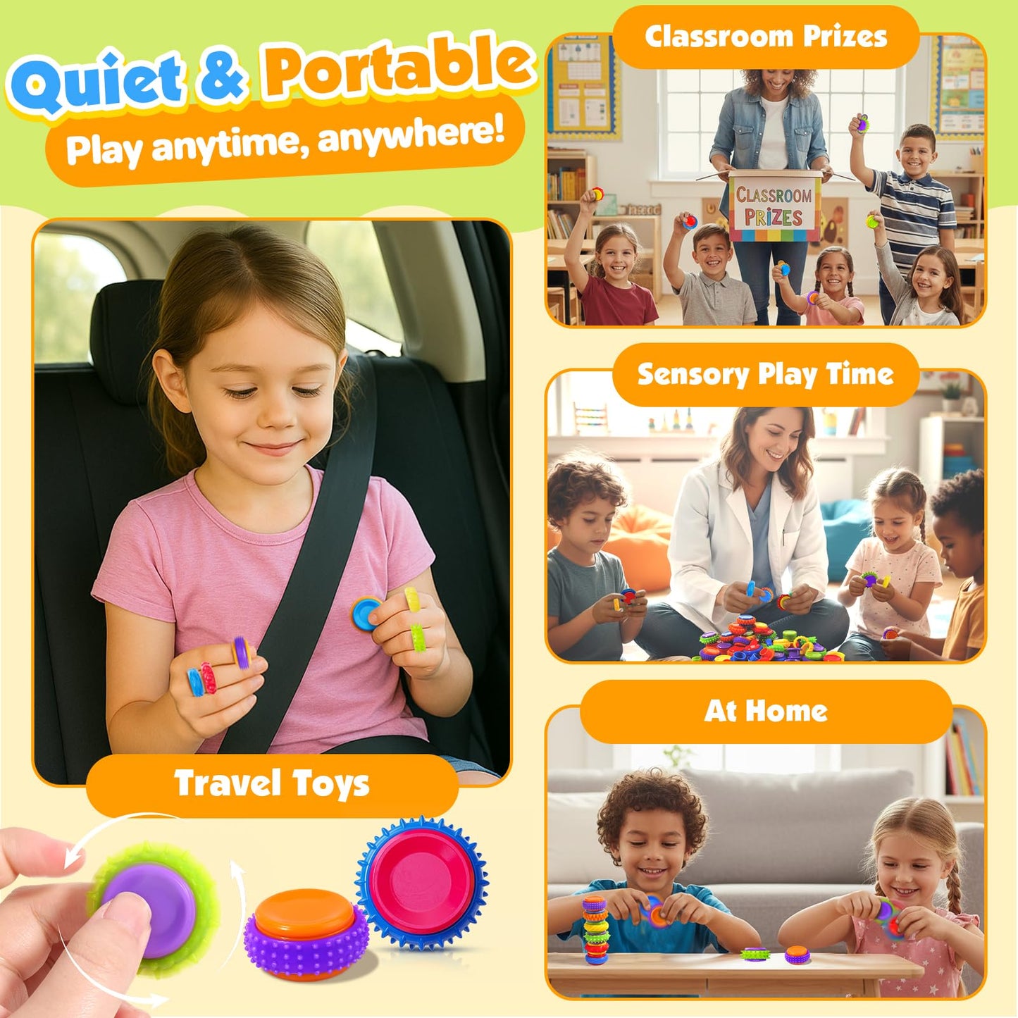 LESONG Fidget Sensory Toys – 36 Pack Textured Finger Spinners for Calm & Focus