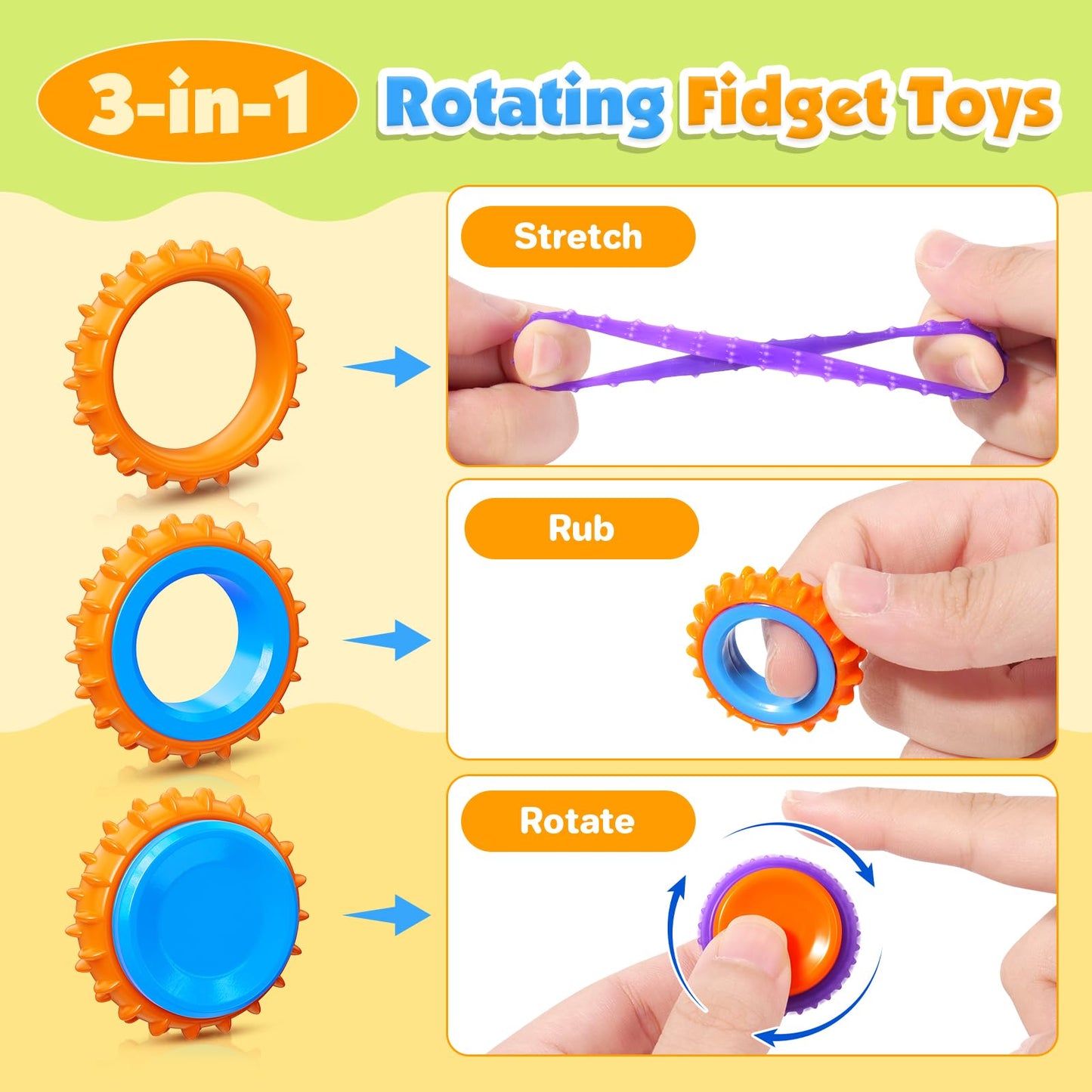 LESONG Fidget Sensory Toys – 36 Pack Textured Finger Spinners for Calm & Focus