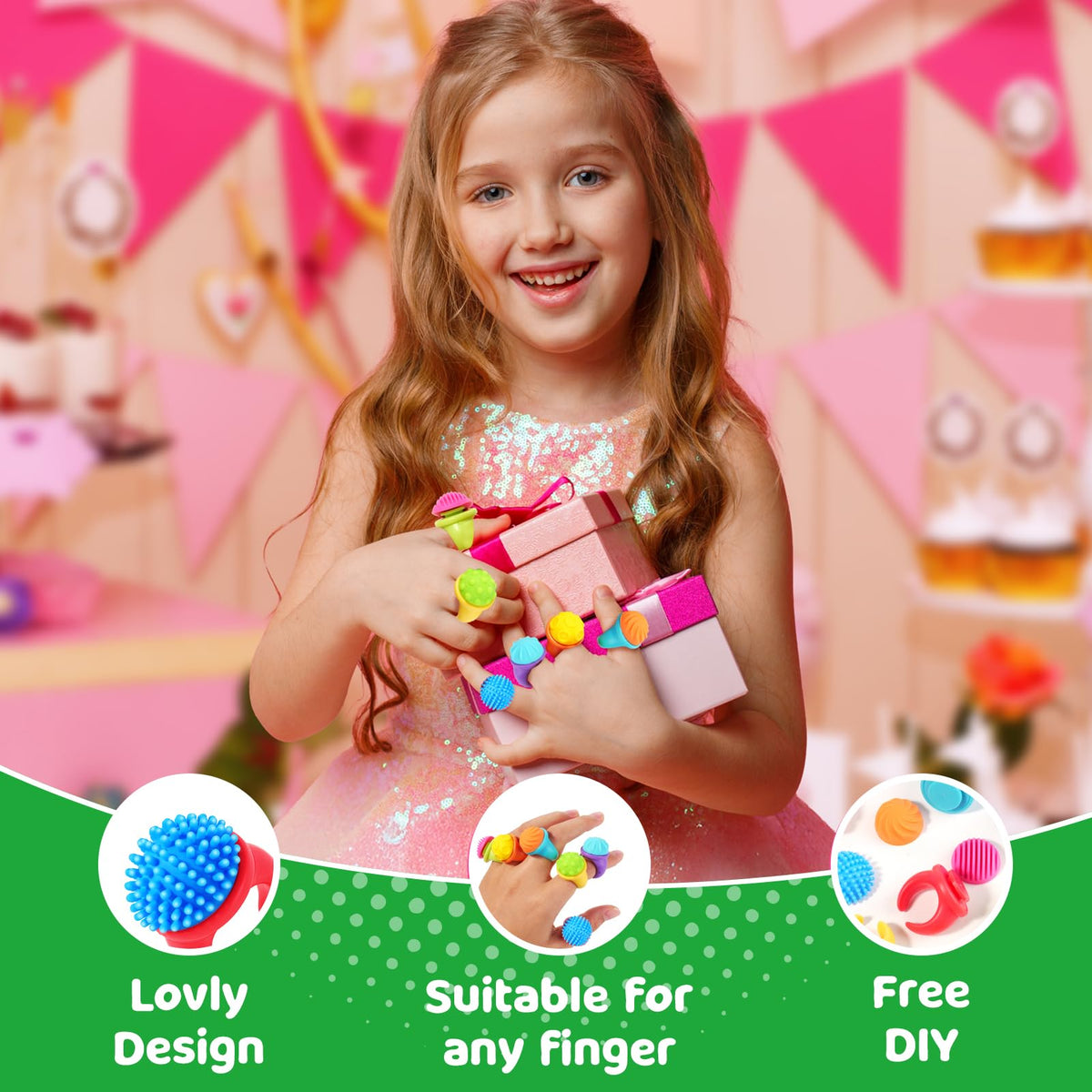 LESONG Fidget Rings 18-Pack: Textured Spinner Toys for Anxiety Relief and Focus