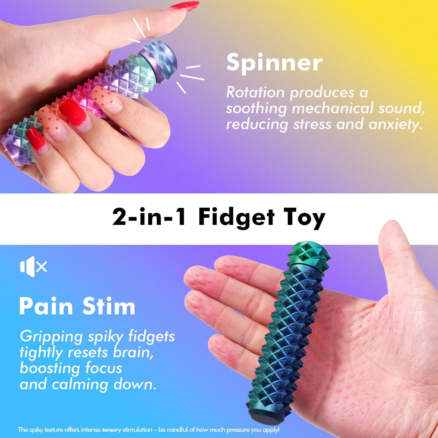 LESONG Fidget Spiky Spinner 4-Pack — Pain Stim Fidget Toys for Focus & Calm