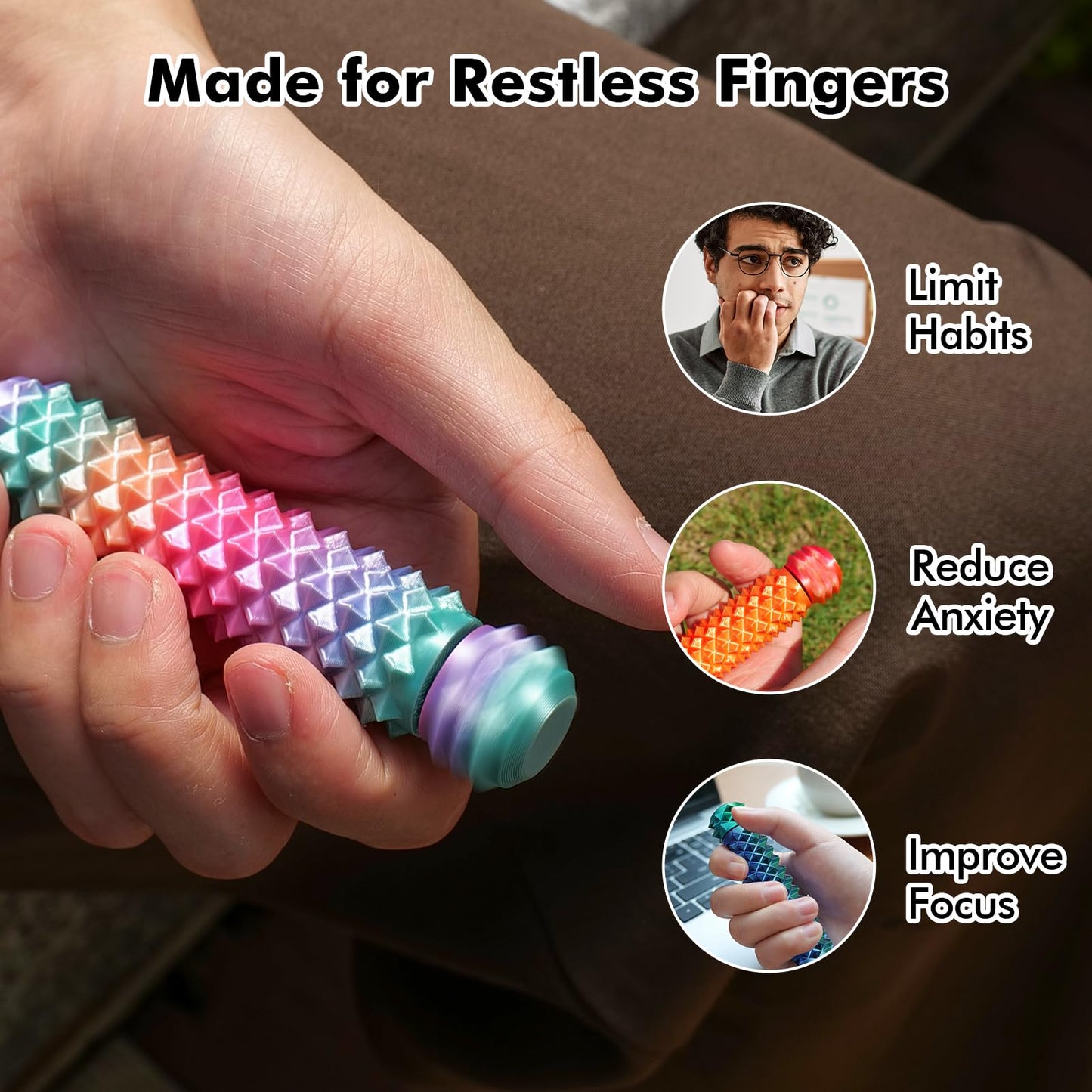 LESONG Fidget Spiky Spinner 4-Pack — Pain Stim Fidget Toys for Focus & Calm