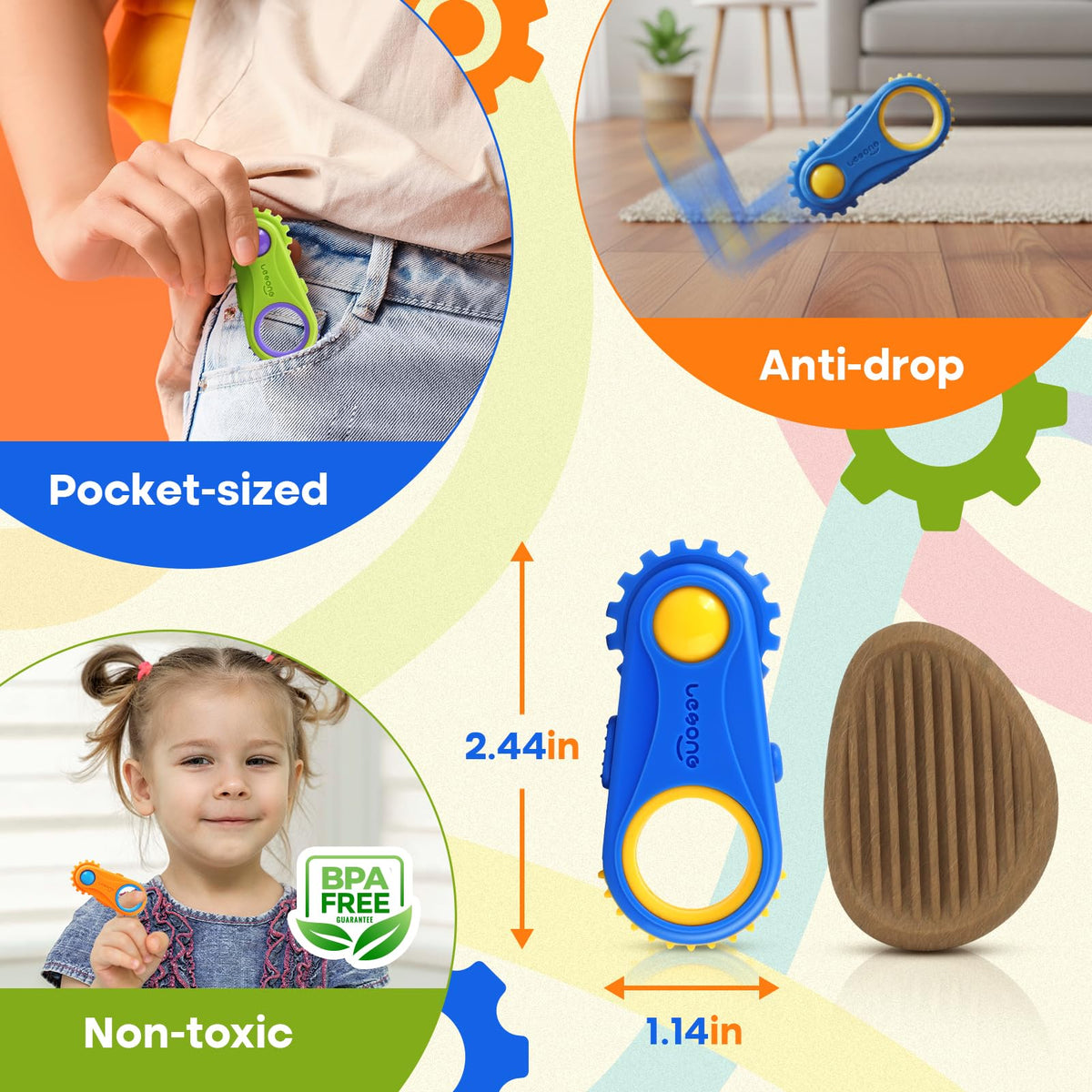 LESONG Fidget Toys 3-Pack: 5-in-1 Sensory Fidgets for Kids, ADHD & Autism – Calming Classrooms & Travel