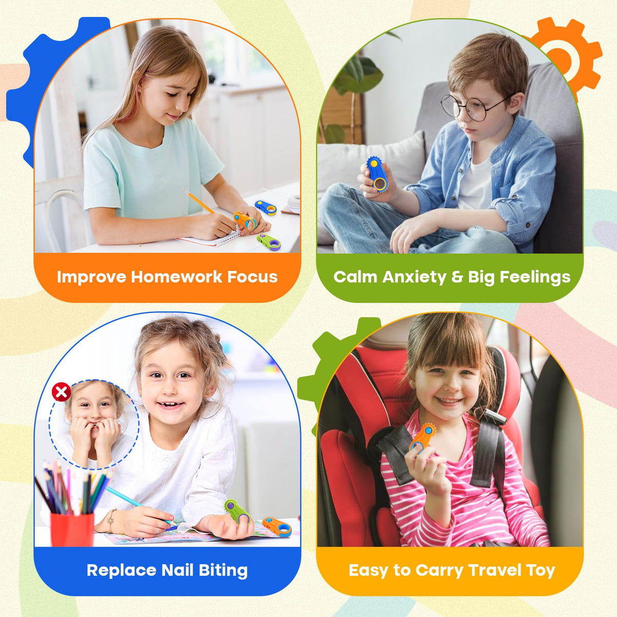 LESONG Fidget Toys 3-Pack: 5-in-1 Sensory Fidgets for Kids, ADHD & Autism – Calming Classrooms & Travel