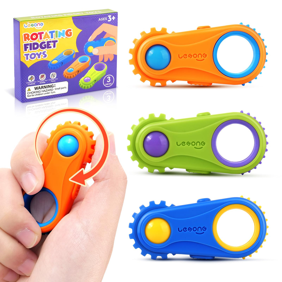 LESONG Fidget Toys 3-Pack: 5-in-1 Sensory Fidgets for Kids, ADHD & Autism – Calming Classrooms & Travel