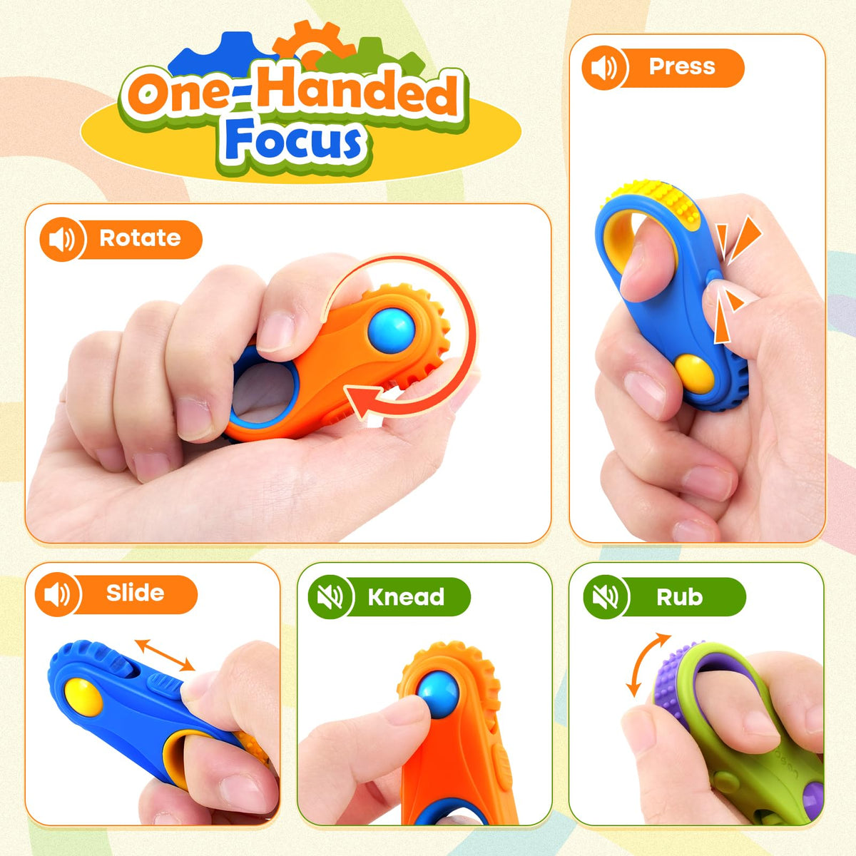 LESONG Fidget Toys 3-Pack: 5-in-1 Sensory Fidgets for Kids, ADHD & Autism – Calming Classrooms & Travel