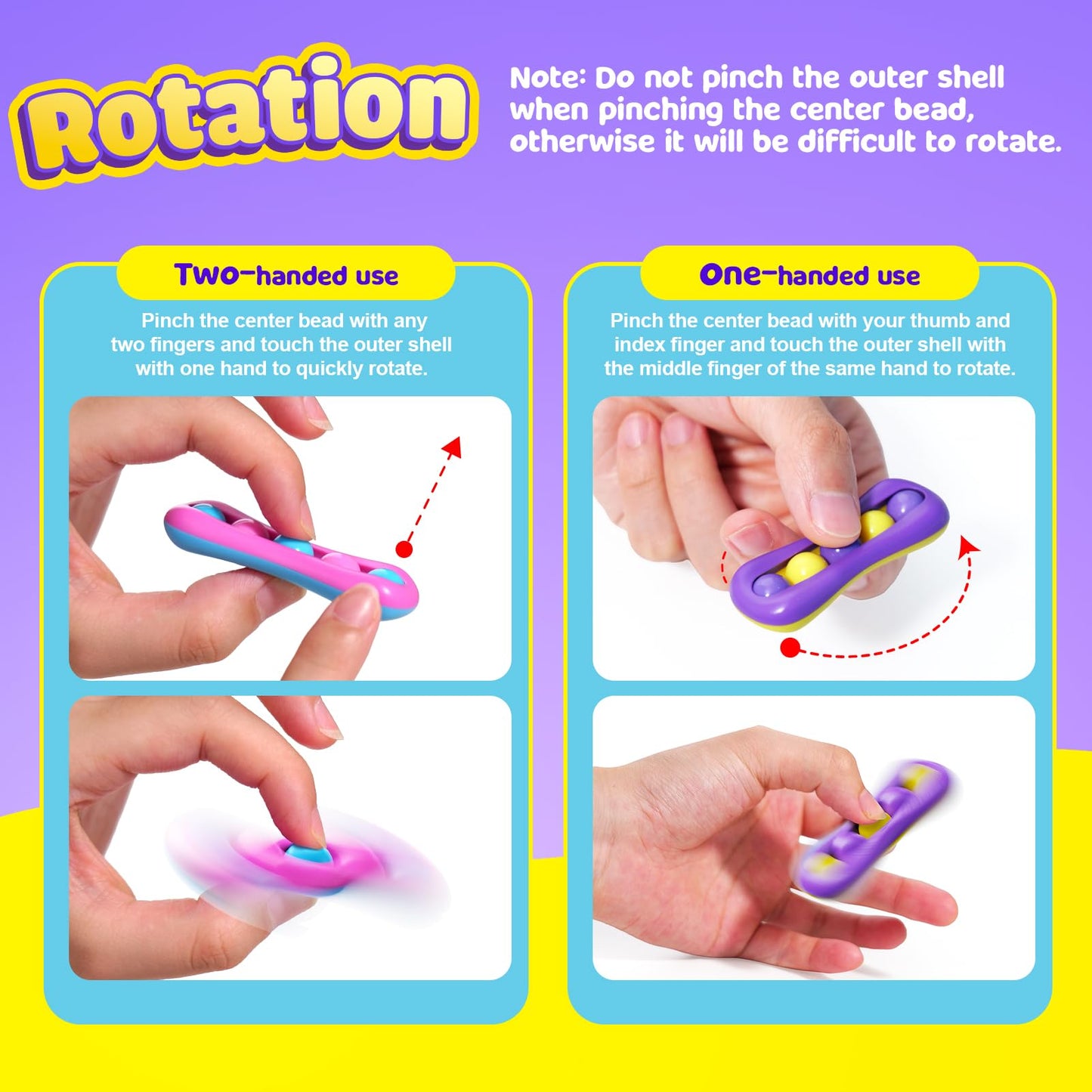 LESONG Fidget Toys 6-Pack: Colorful Finger Spinners for Focus, Stress Relief, ADHD & Autism Support