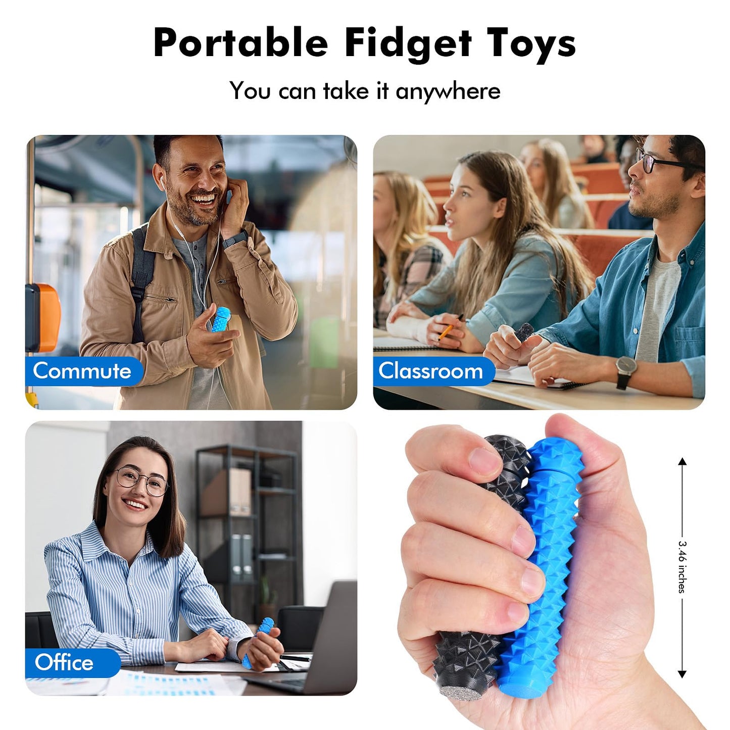 LESONG Pain Fidget Toys for Adults: Rotating Spiky Grippie for Sensory Input | Anxiety, ADHD, Autism