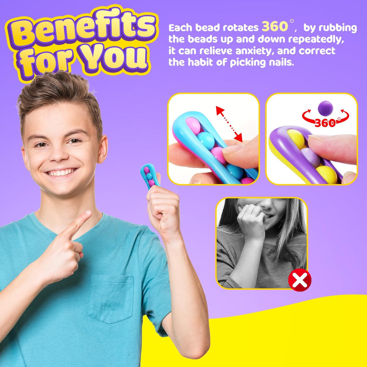 LESONG Fidget Toys 6-Pack: Colorful Finger Spinners for Focus, Stress Relief, ADHD & Autism Support