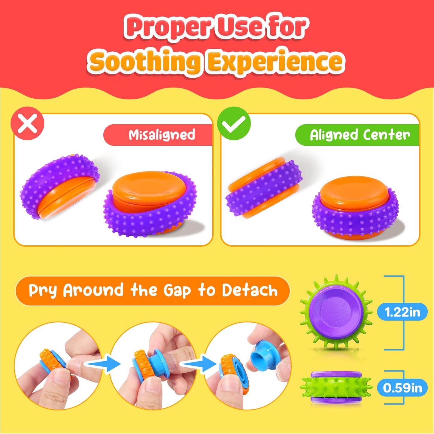 LESONG 9-Pack Fidget Sensory Toys for Kids – Quiet Textured Finger Spinners