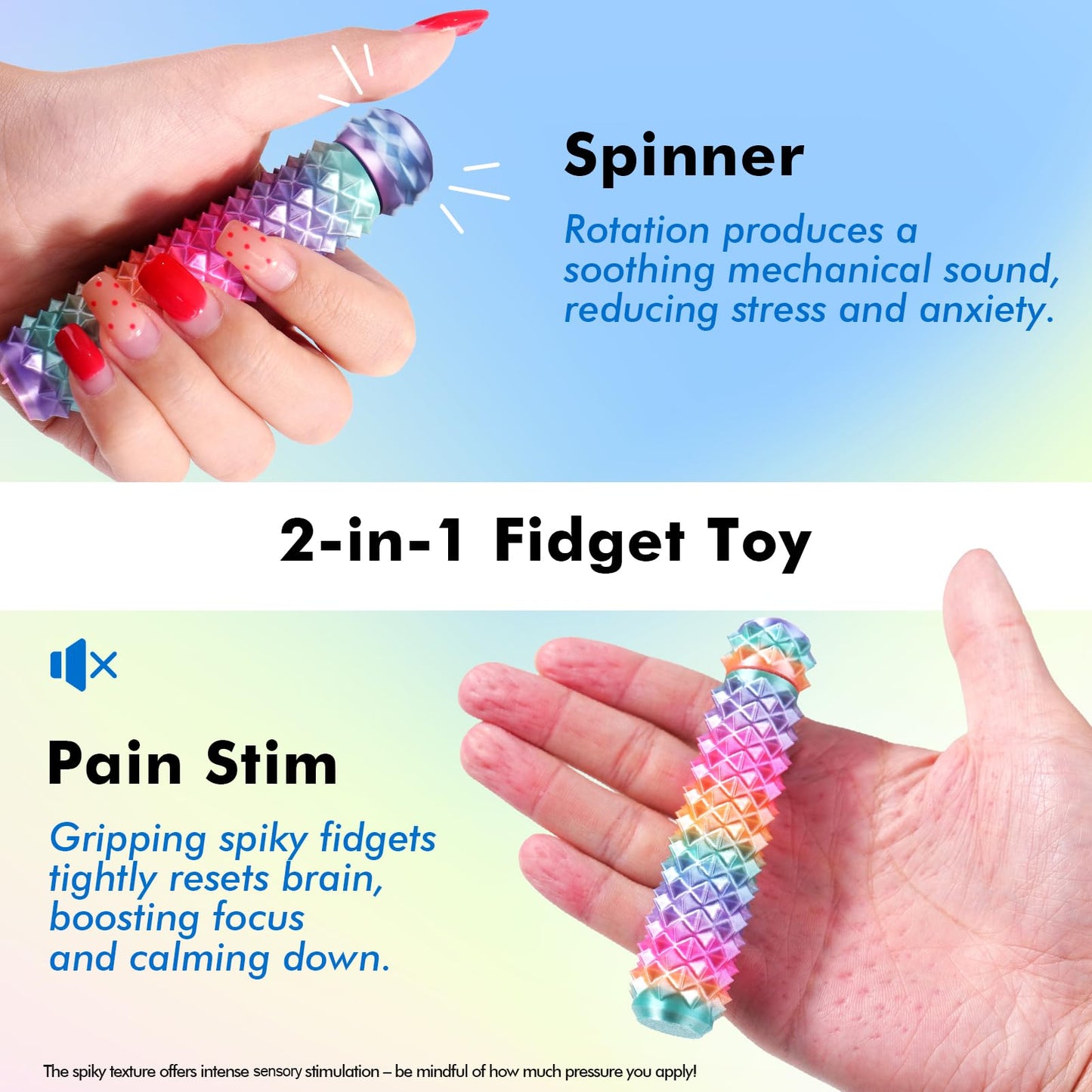 LESONG Pain Stim Fidget – Rotating Spiky Spinner for Anxiety Relief and Focus