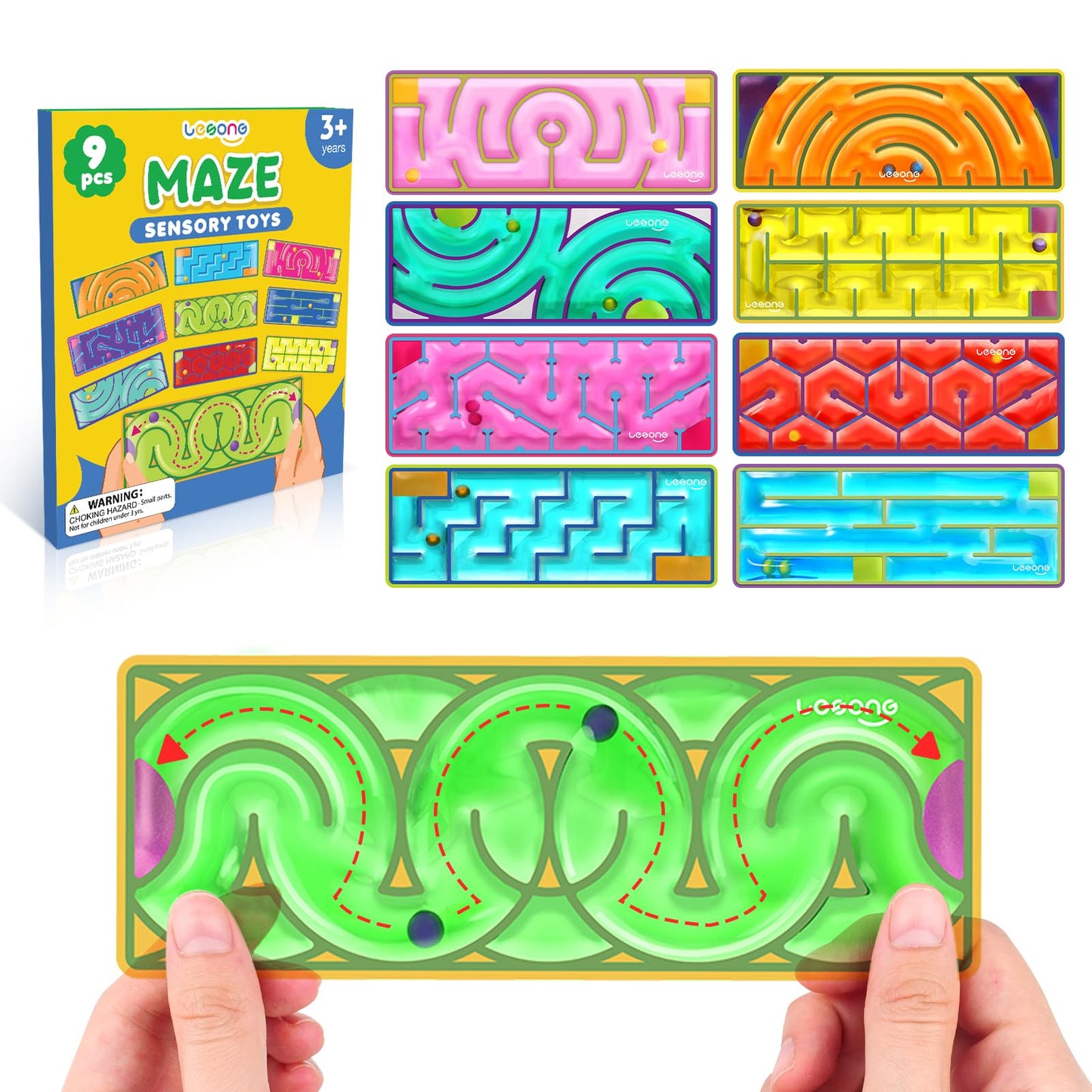 LESONG 9-Pack Sensory Fidget Toys – Silent Gel Mazes for Focus, Calm & Classroom Fun