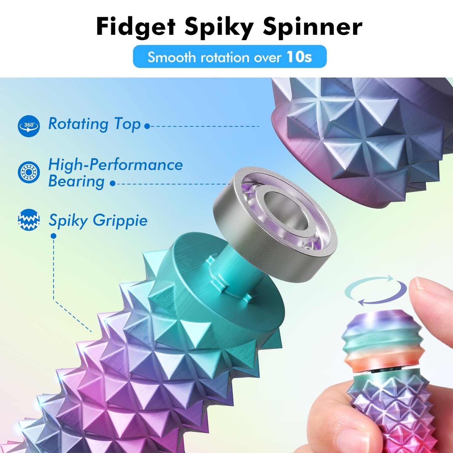 LESONG Pain Stim Fidget – Rotating Spiky Spinner for Anxiety Relief and Focus