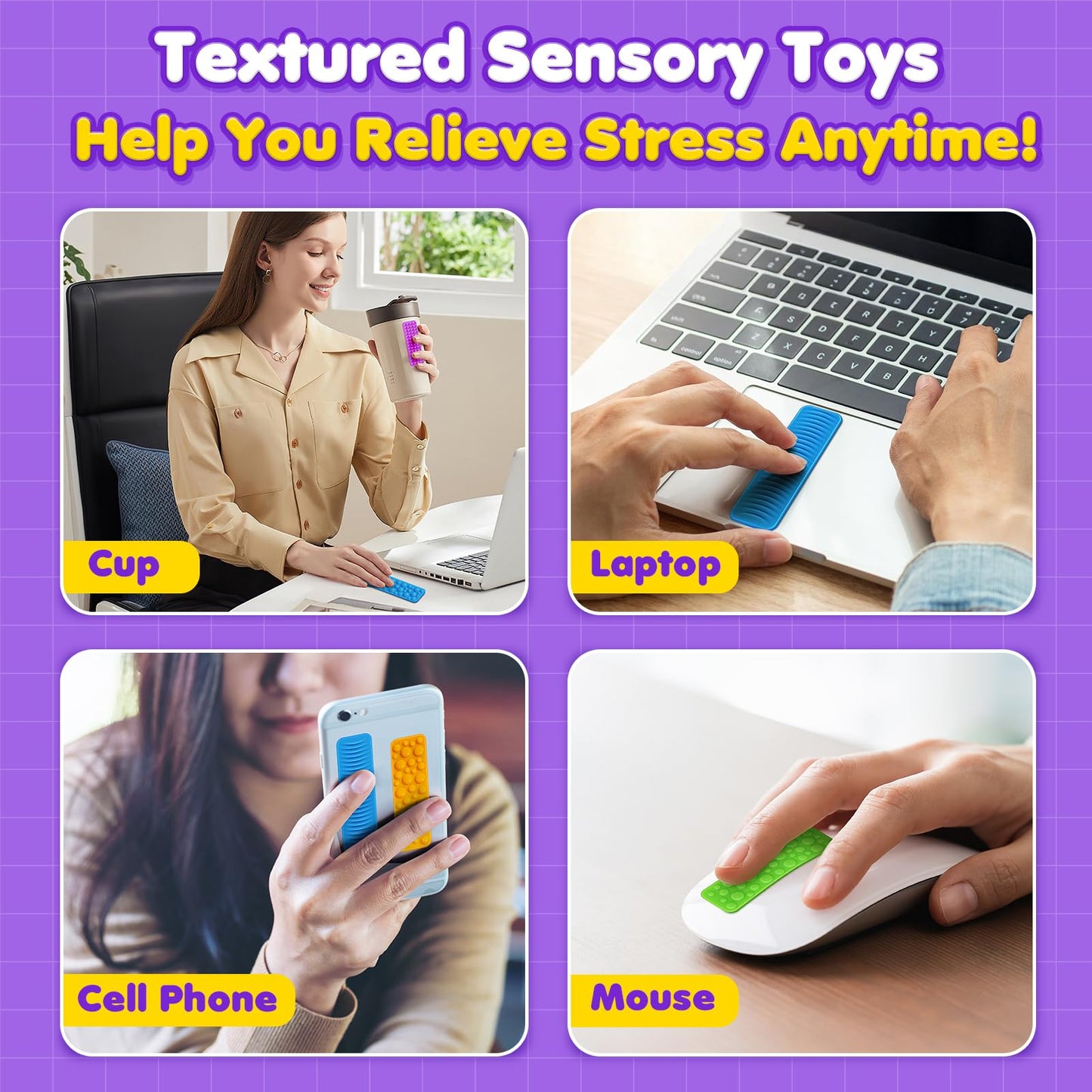 Lesong 8-Pack Sensory Fidget Strips – Textured Suction Toys for Focus, Calm, and Classroom Use