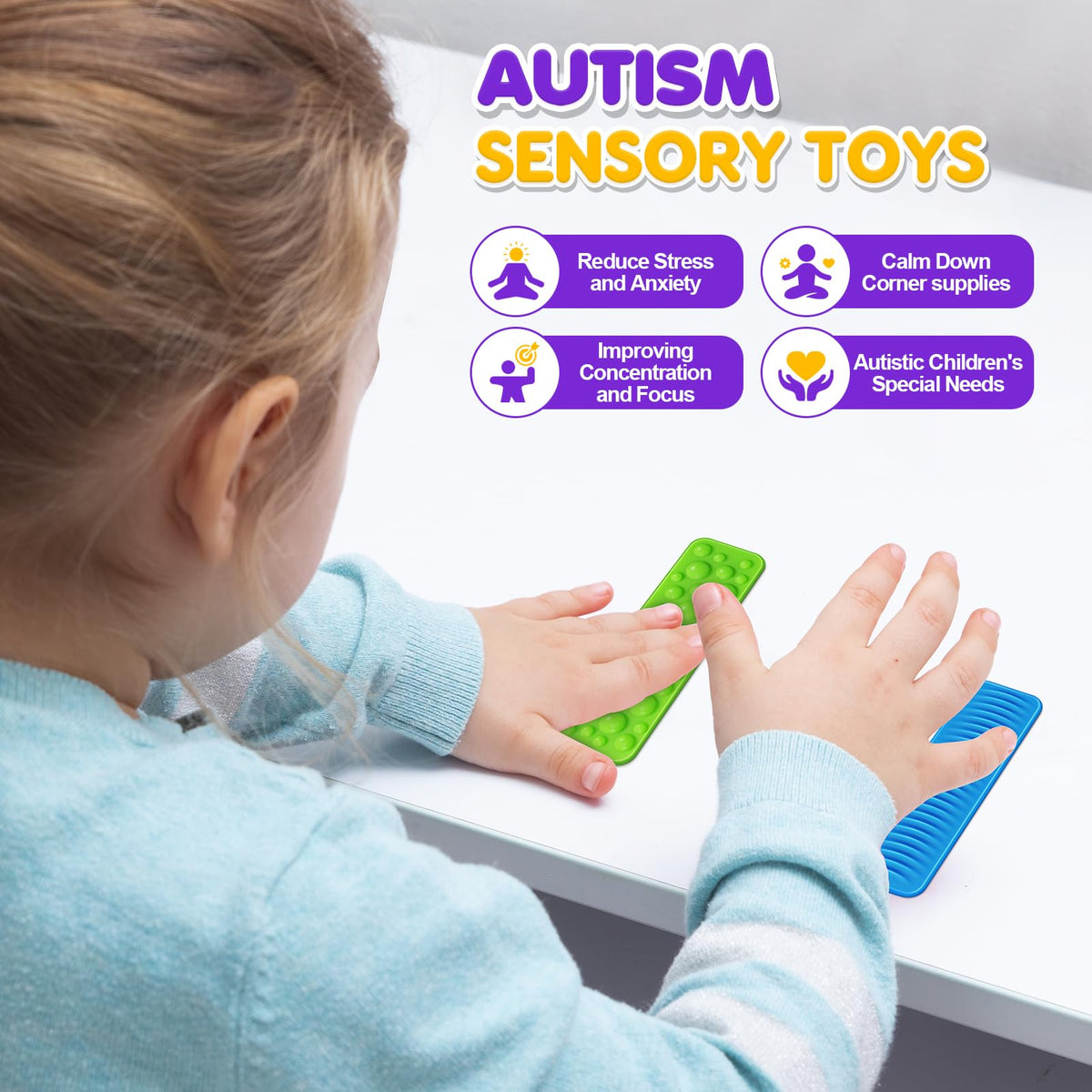 Lesong 8-Pack Sensory Fidget Strips – Textured Suction Toys for Focus, Calm, and Classroom Use