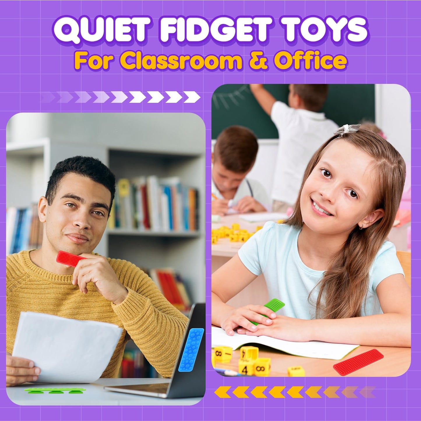 Lesong 8-Pack Sensory Fidget Strips – Textured Suction Toys for Focus, Calm, and Classroom Use