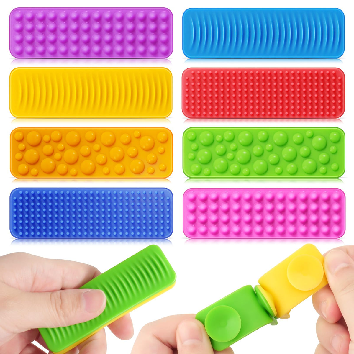 Lesong 8-Pack Sensory Fidget Strips – Textured Suction Toys for Focus, Calm, and Classroom Use