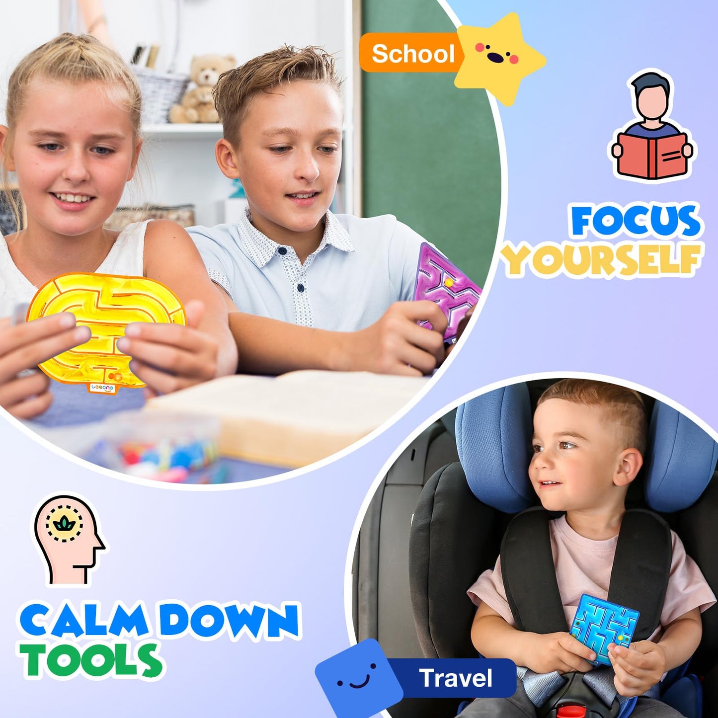 LESONG Sensory Gel Maze – Calming Fidget Toys for Autism in Classroom & Home