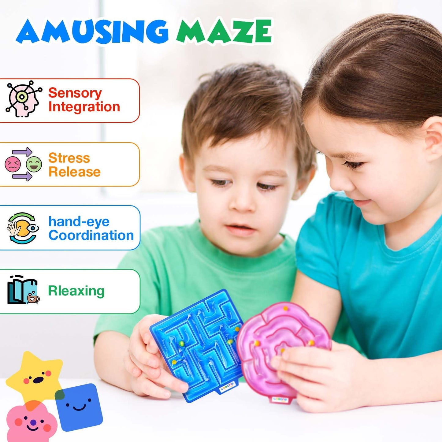 LESONG 8-Pack Sensory Maze Toys – Gel-Filled Fidget Toys for Kids | Calming Classroom & Home