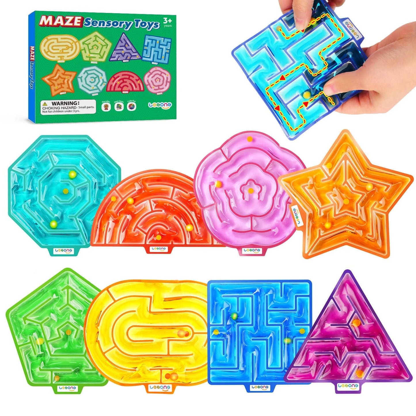 LESONG 8-Pack Sensory Maze Toys – Gel-Filled Fidget Toys for Kids | Calming Classroom & Home