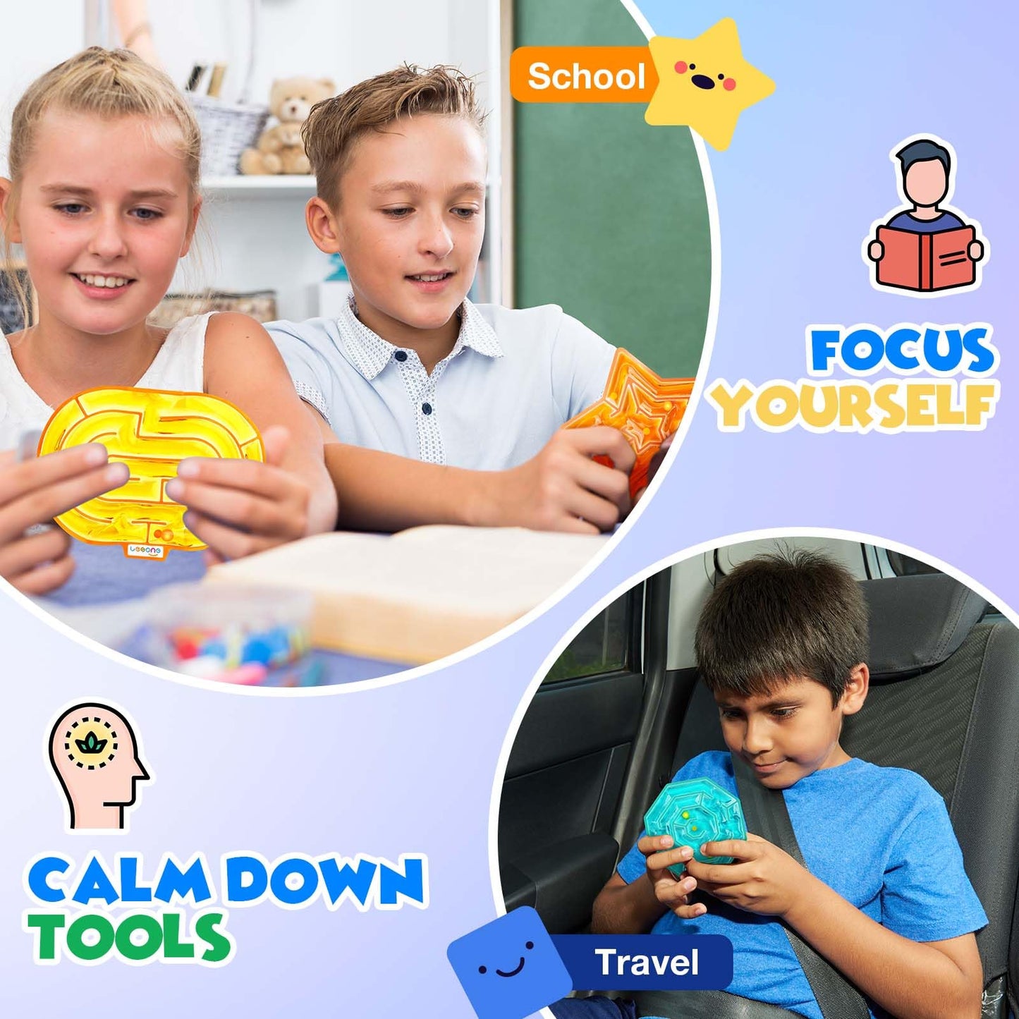LESONG 8-Pack Sensory Maze Toys – Gel-Filled Fidget Toys for Kids | Calming Classroom & Home