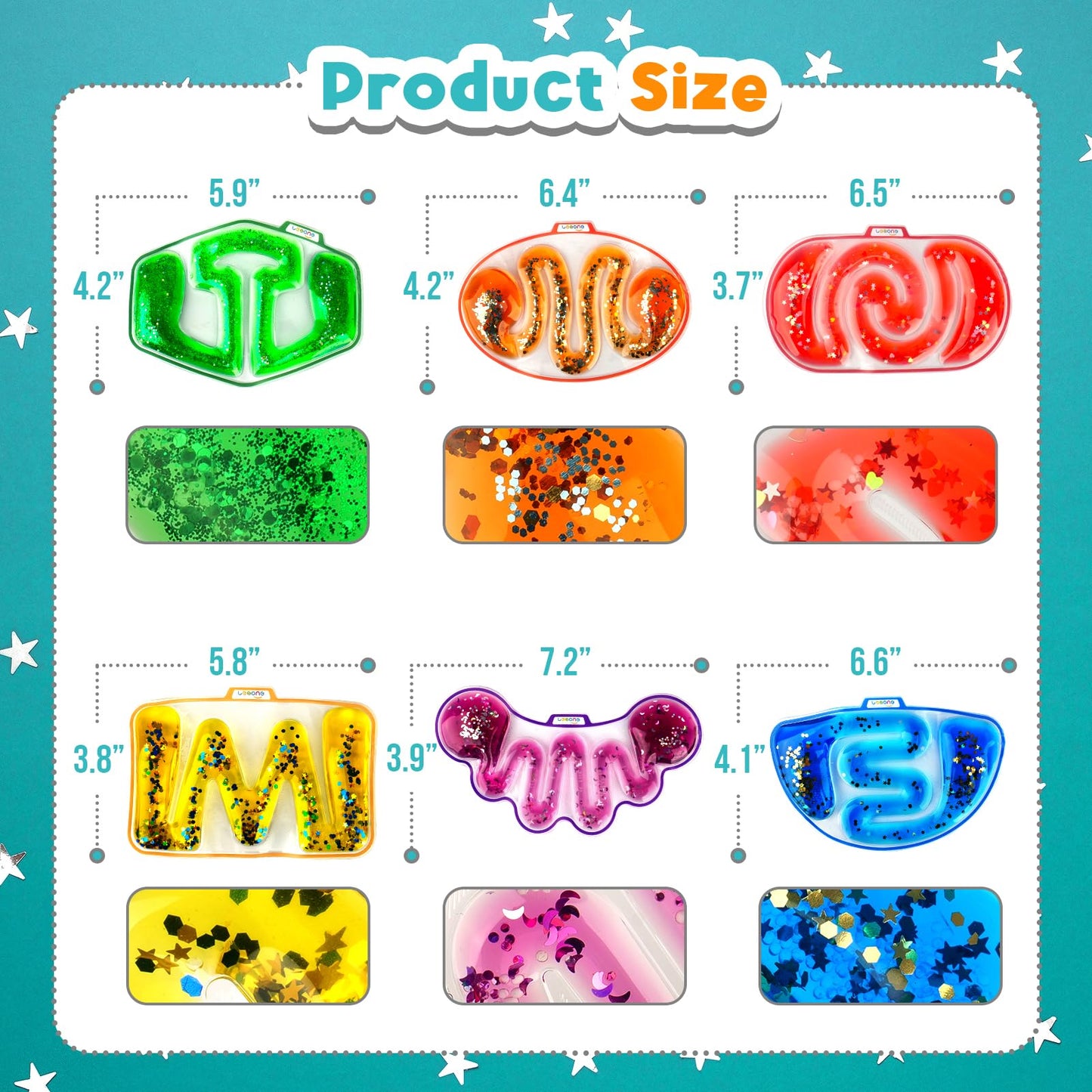 LESONG Sensory Tubes 6-Pack — Calming Fidget Toys for Kids & Adults