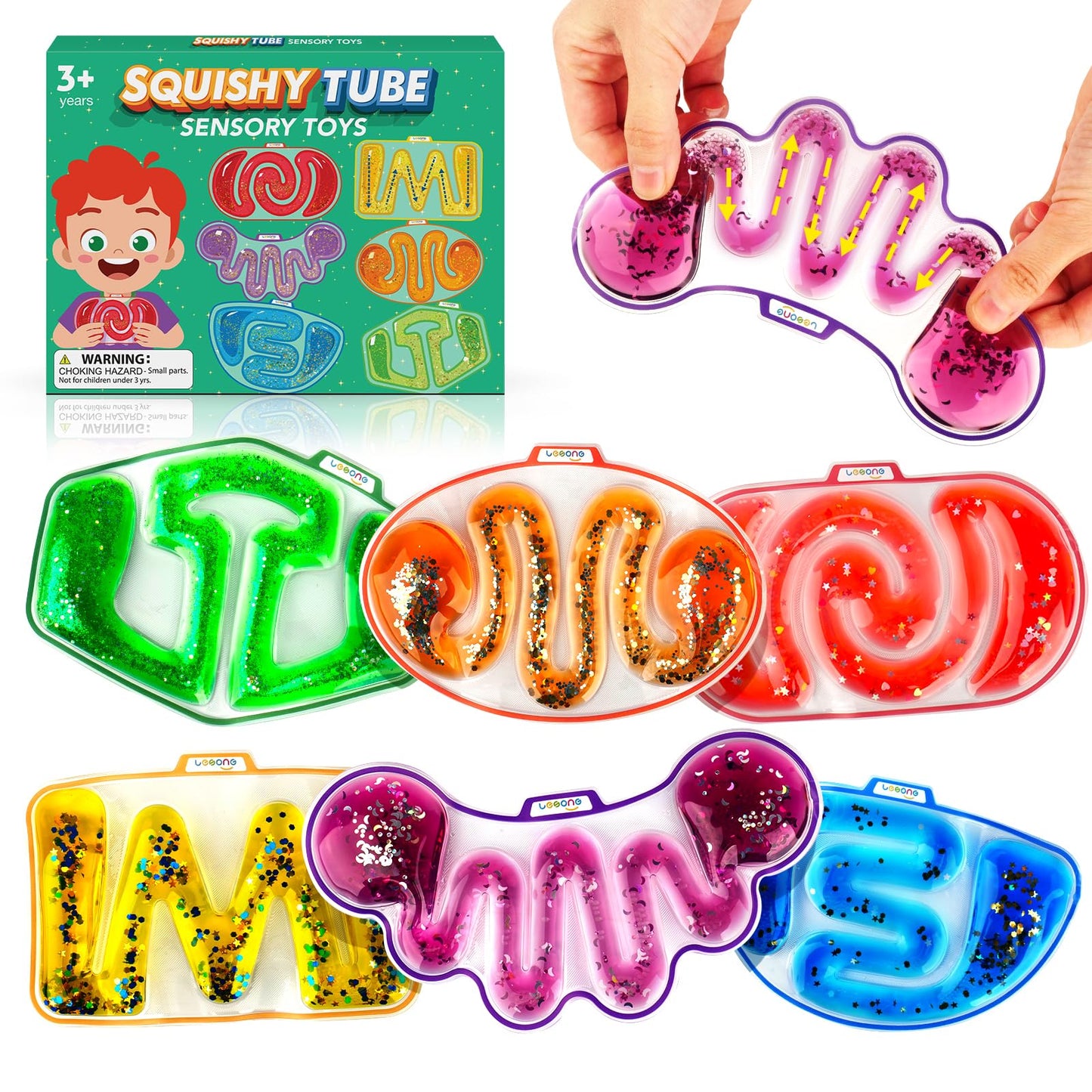 LESONG Sensory Tubes 6-Pack — Calming Fidget Toys for Kids & Adults