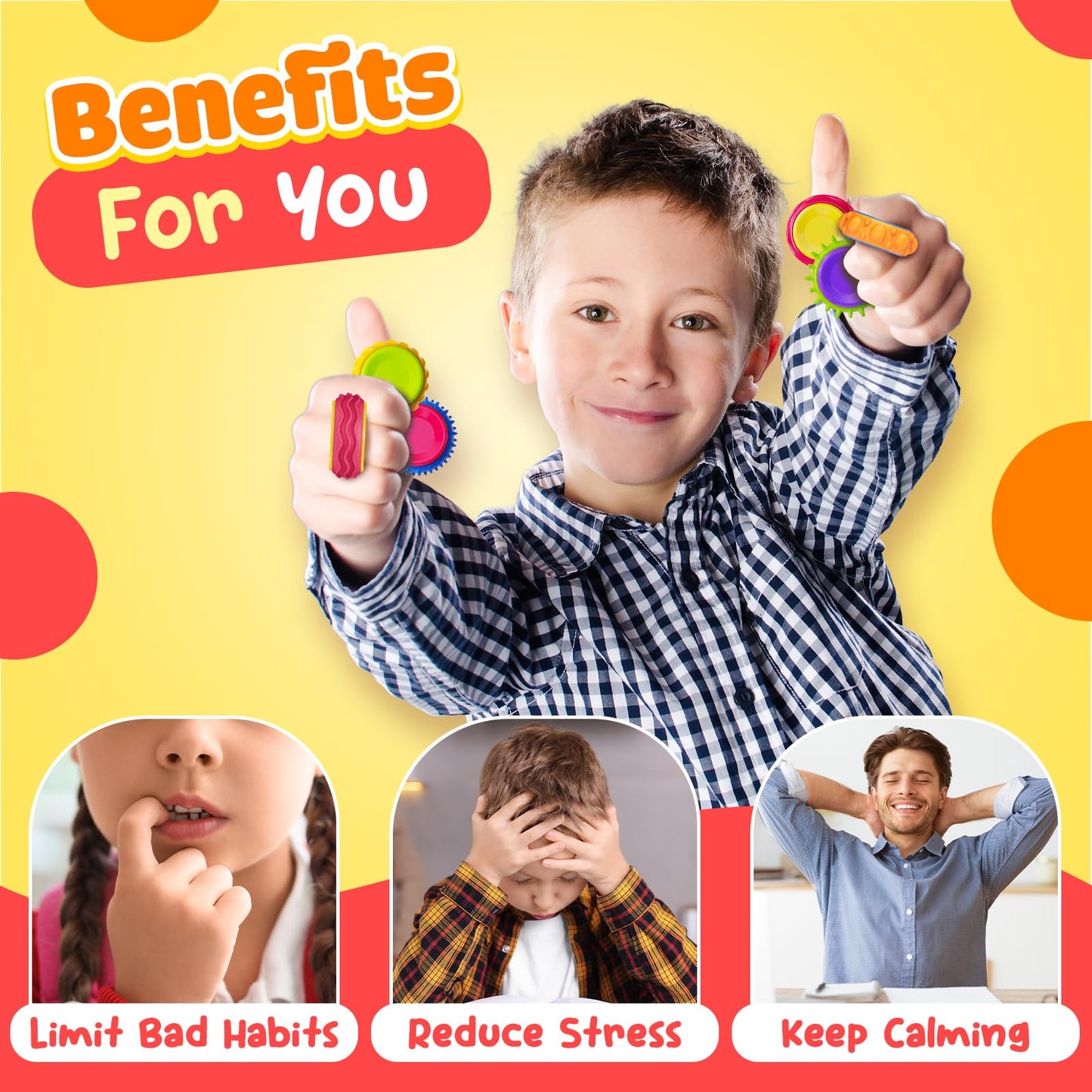 LESONG 9-Pack Fidget Sensory Toys for Kids – Quiet Textured Finger Spinners