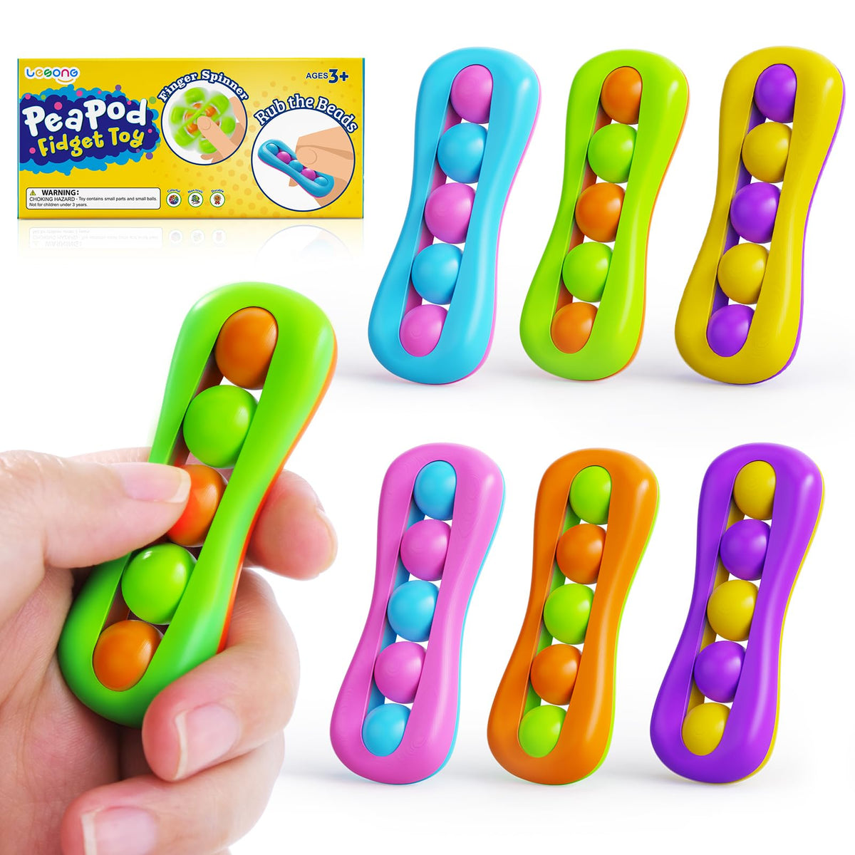 LESONG Fidget Toys 6-Pack: Colorful Finger Spinners for Focus, Stress Relief, ADHD & Autism Support