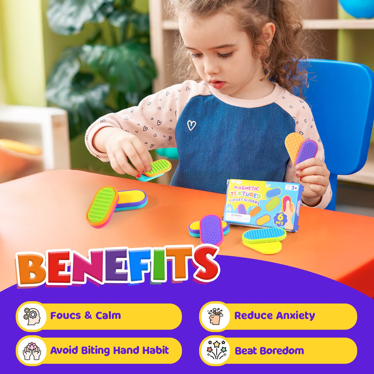 LESONG Sensory Fidget Magnet Sliders – Silicone Sliders for Focus, Calm, and Stress Relief