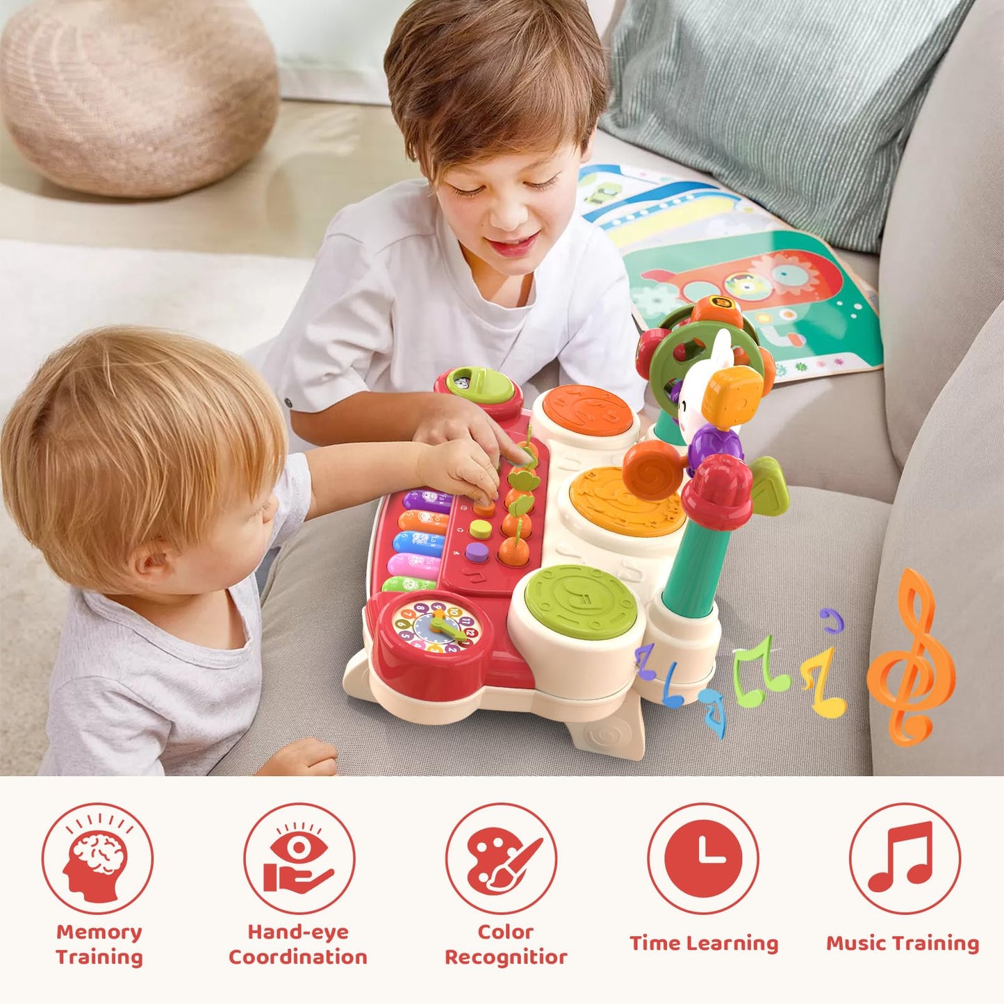 LESSETI 20-in-1 Baby Musical Toy | Interactive Piano & Drum Set for Toddlers