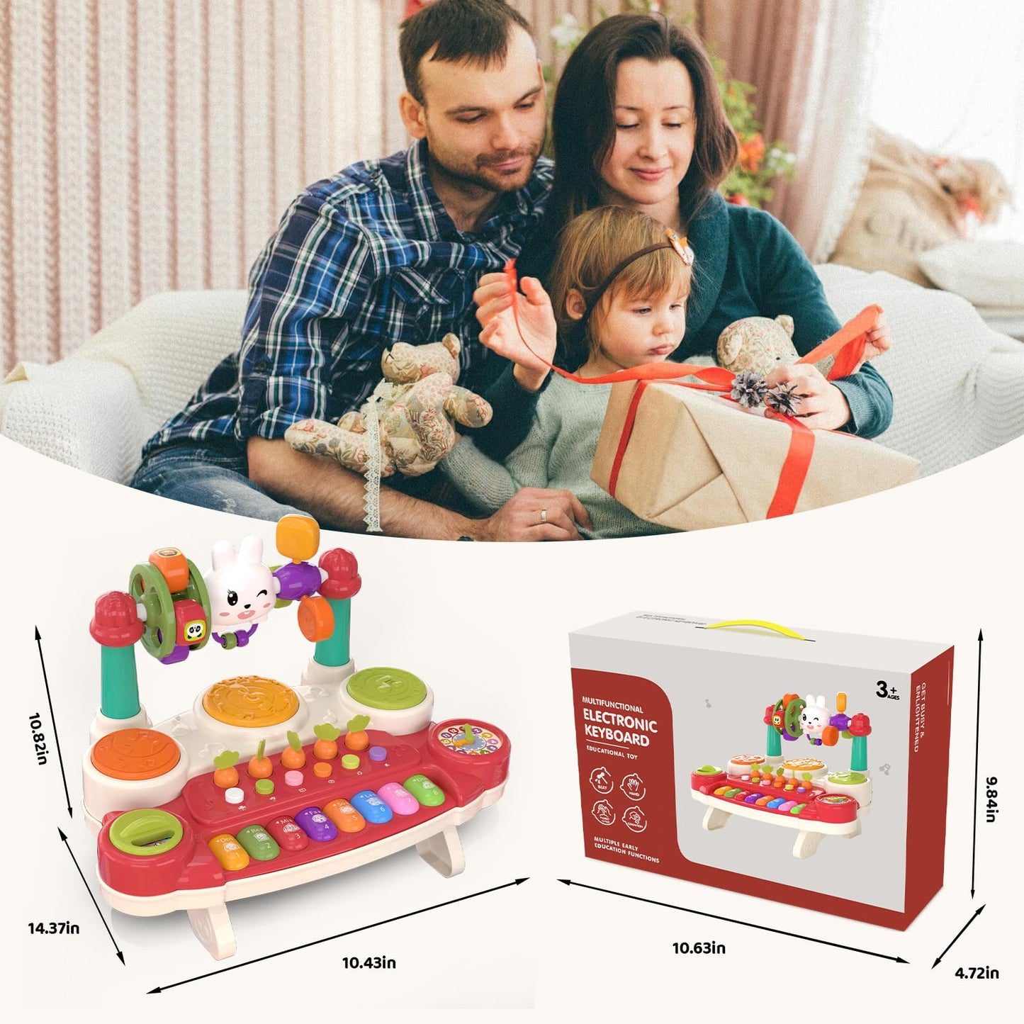 LESSETI 20-in-1 Baby Musical Toy | Interactive Piano & Drum Set for Toddlers