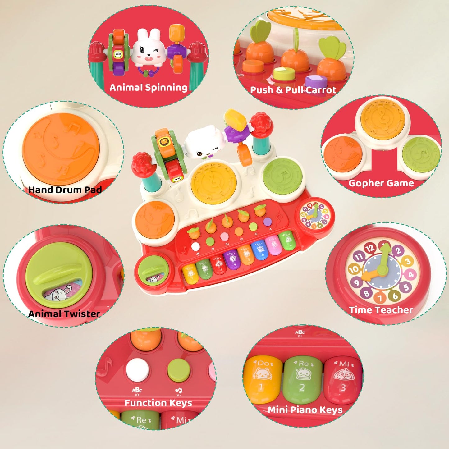 LESSETI 20-in-1 Baby Musical Toy | Interactive Piano & Drum Set for Toddlers