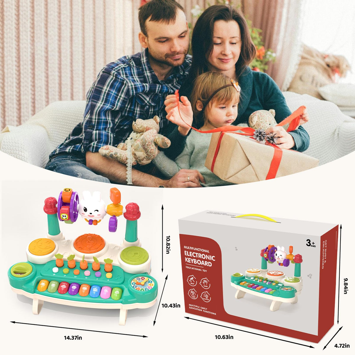 LESSETI 20-in-1 Baby Musical Toys – Interactive Piano & Drum Set for Ages 6–18 Months