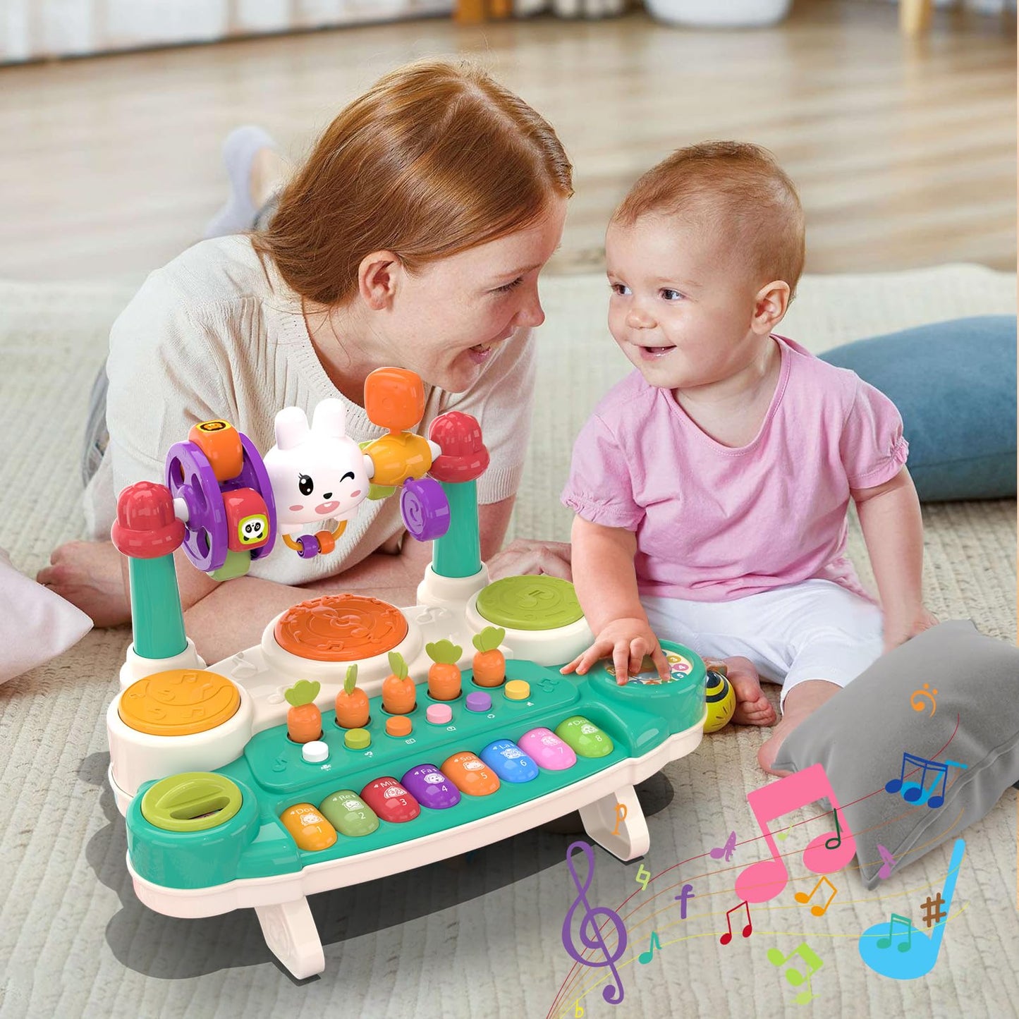 LESSETI 20-in-1 Baby Musical Toys – Interactive Piano & Drum Set for Ages 6–18 Months