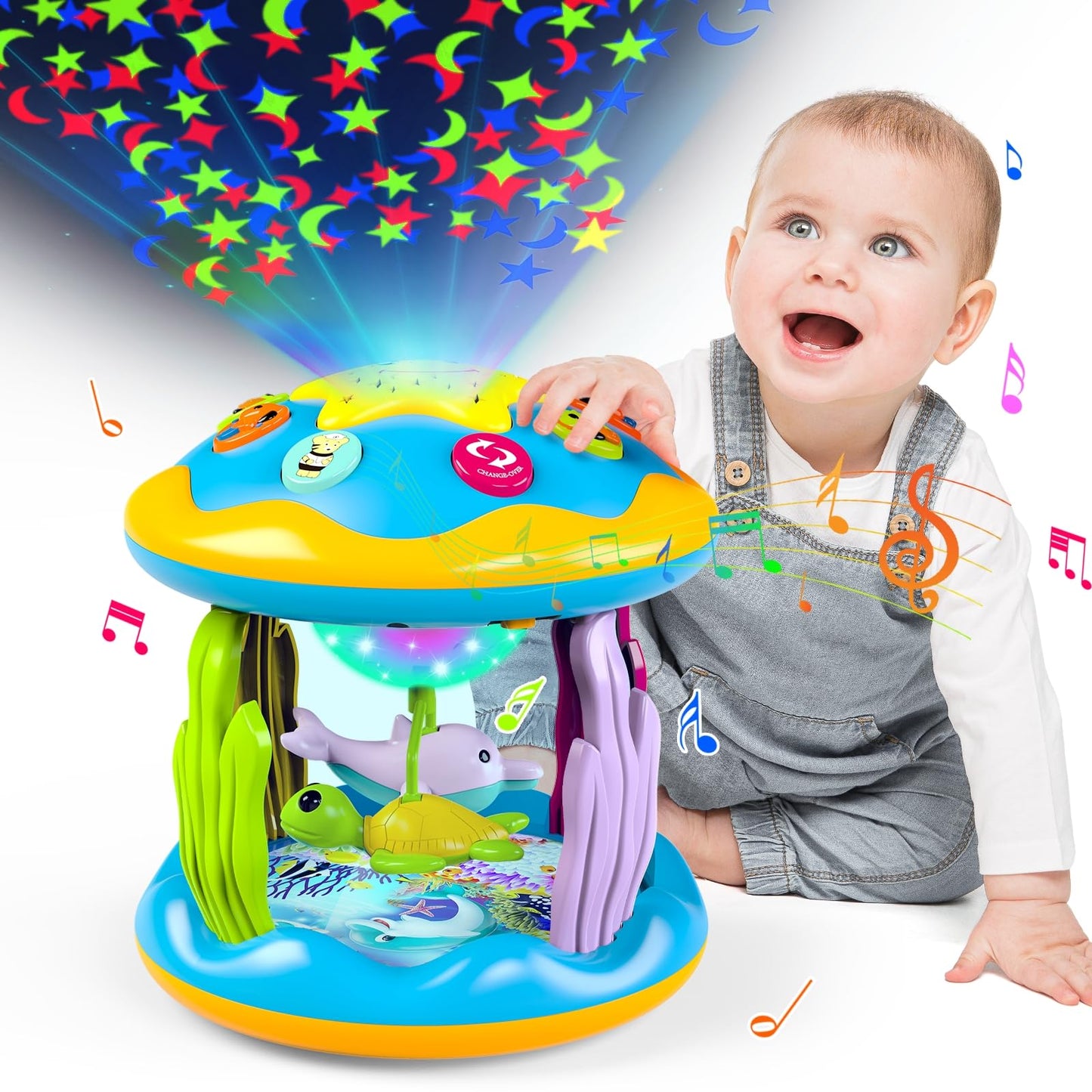 Letapapa 4-in-1 Musical Rotating Projector Baby Toy – Tummy Time Light-Up for 6-12 Months