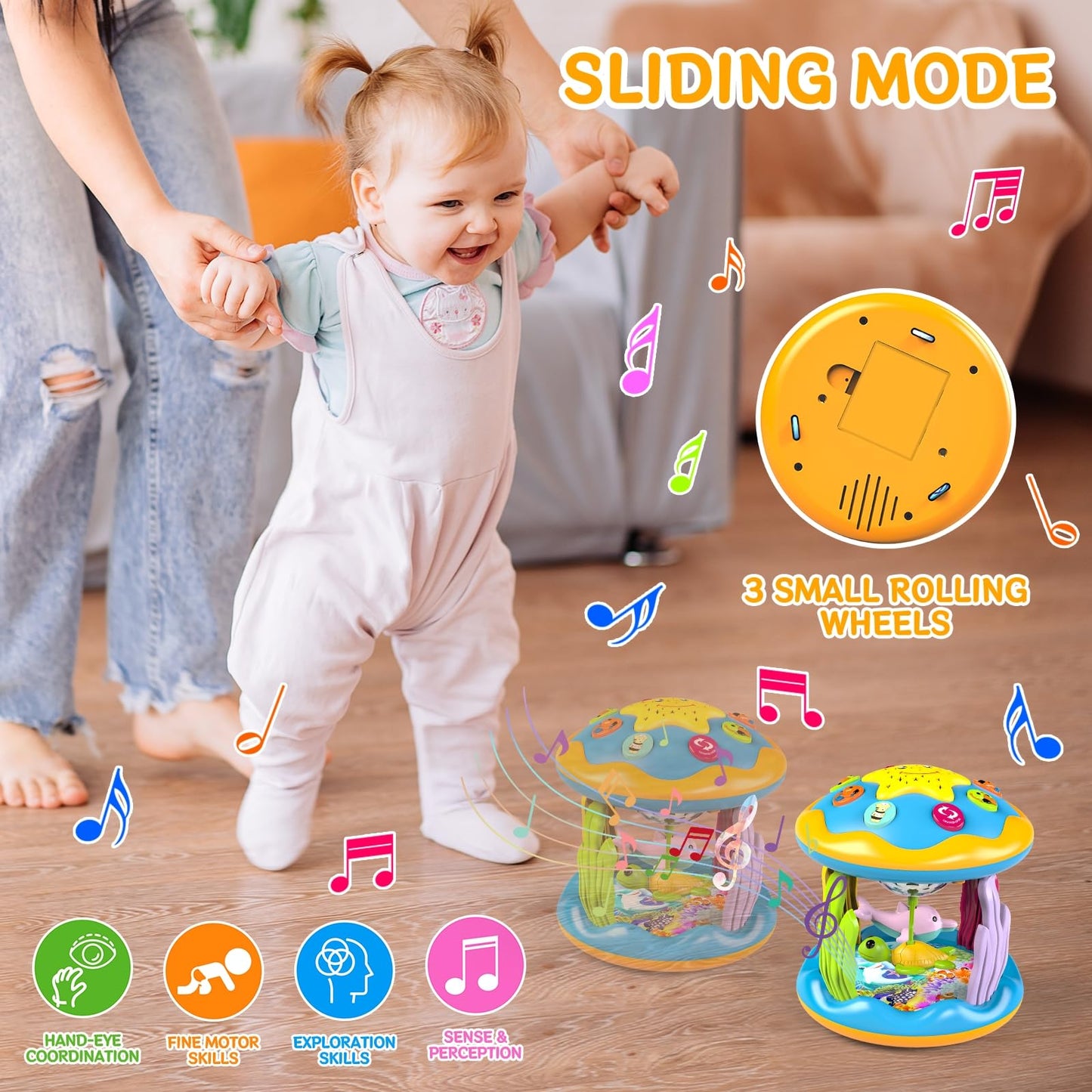 Letapapa 4-in-1 Musical Rotating Projector Baby Toy – Tummy Time Light-Up for 6-12 Months