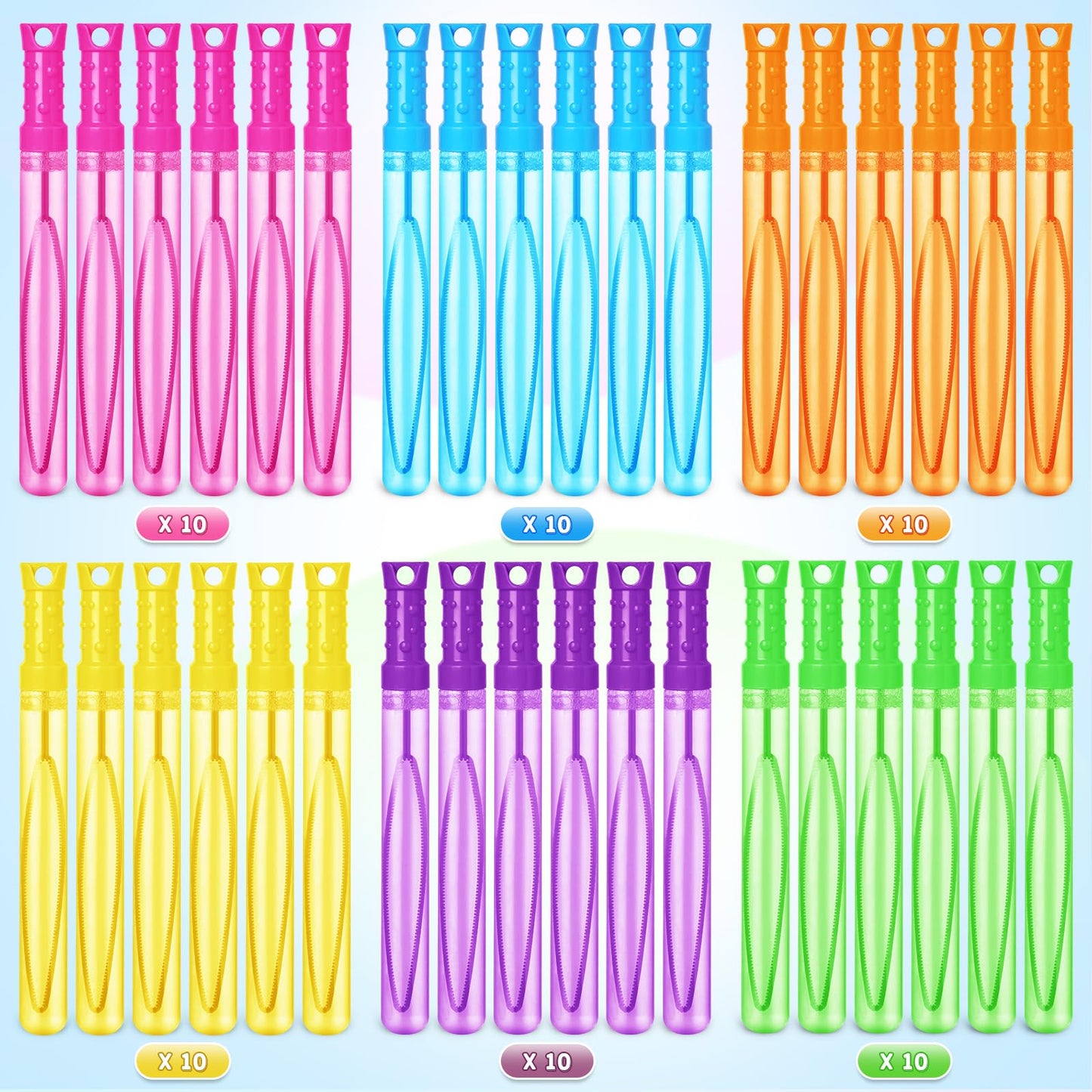 Letapapa Bubble Wand Set – 60 Pcs Bulk, Six Colors, Party Favors for Kids
