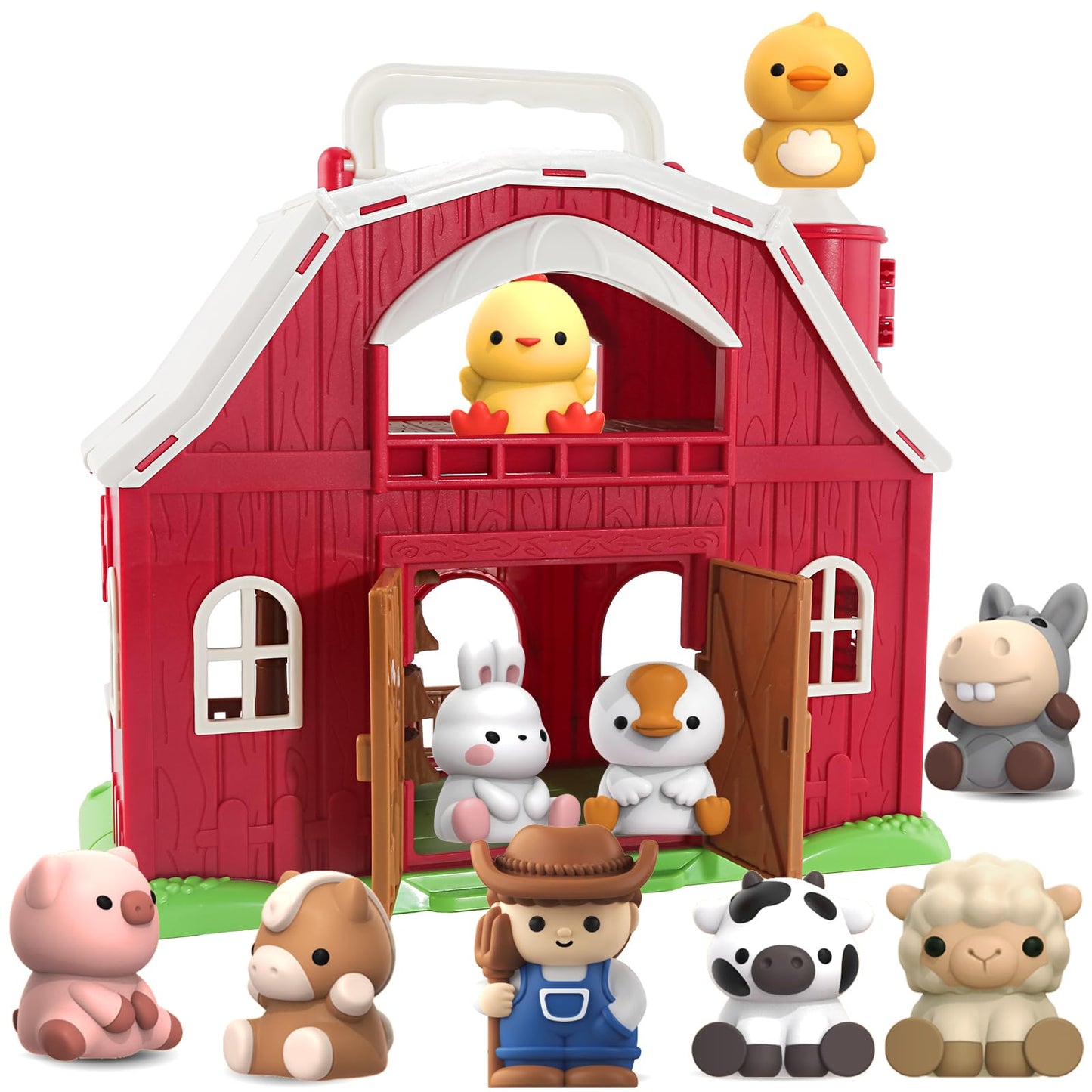 Letapapa Farm Animals Big Barn Toy for 1-3 Year Olds | Montessori Farm Playset