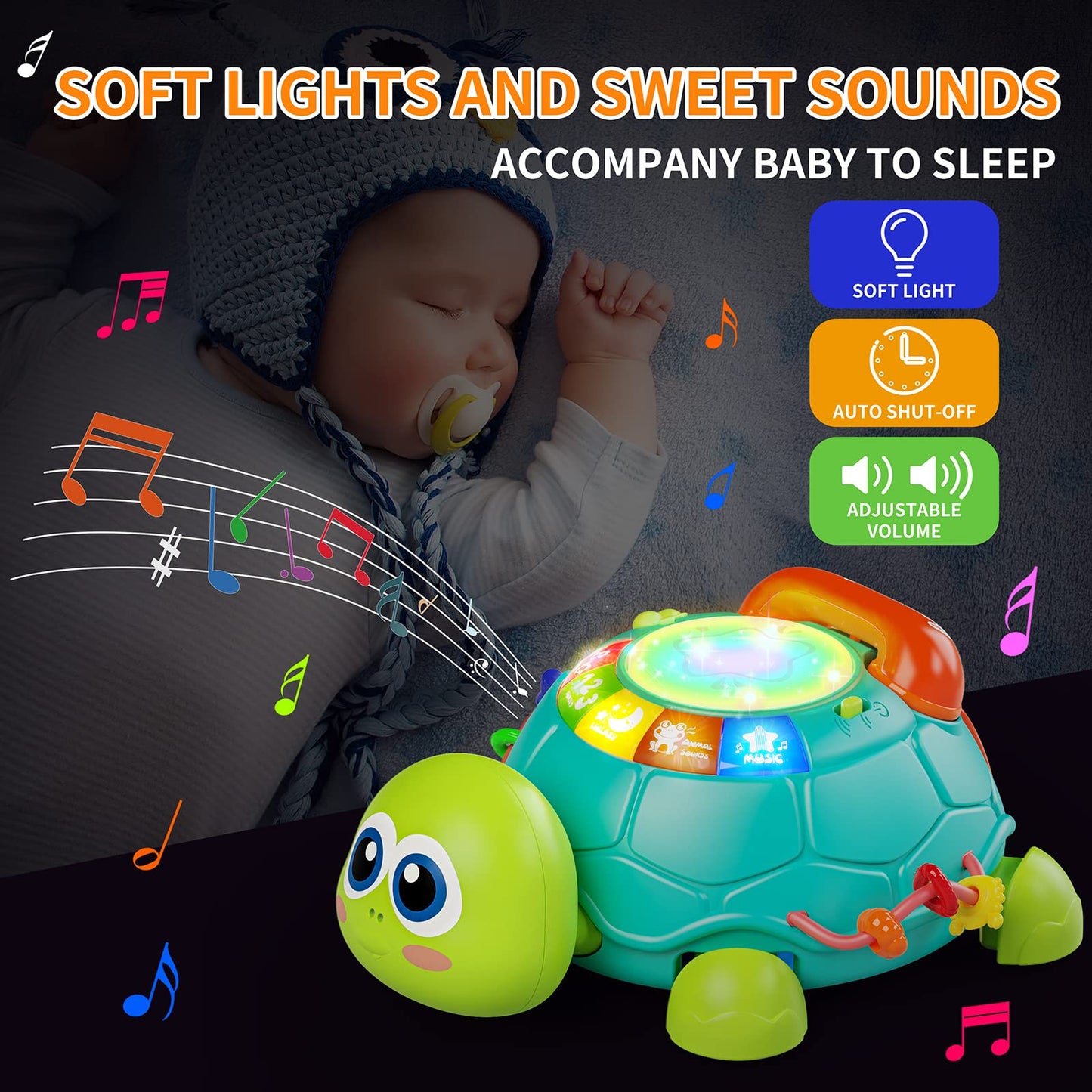 Letapapa Baby Toys 6-12M | Musical Turtle Crawling Toy with Lights & Sounds