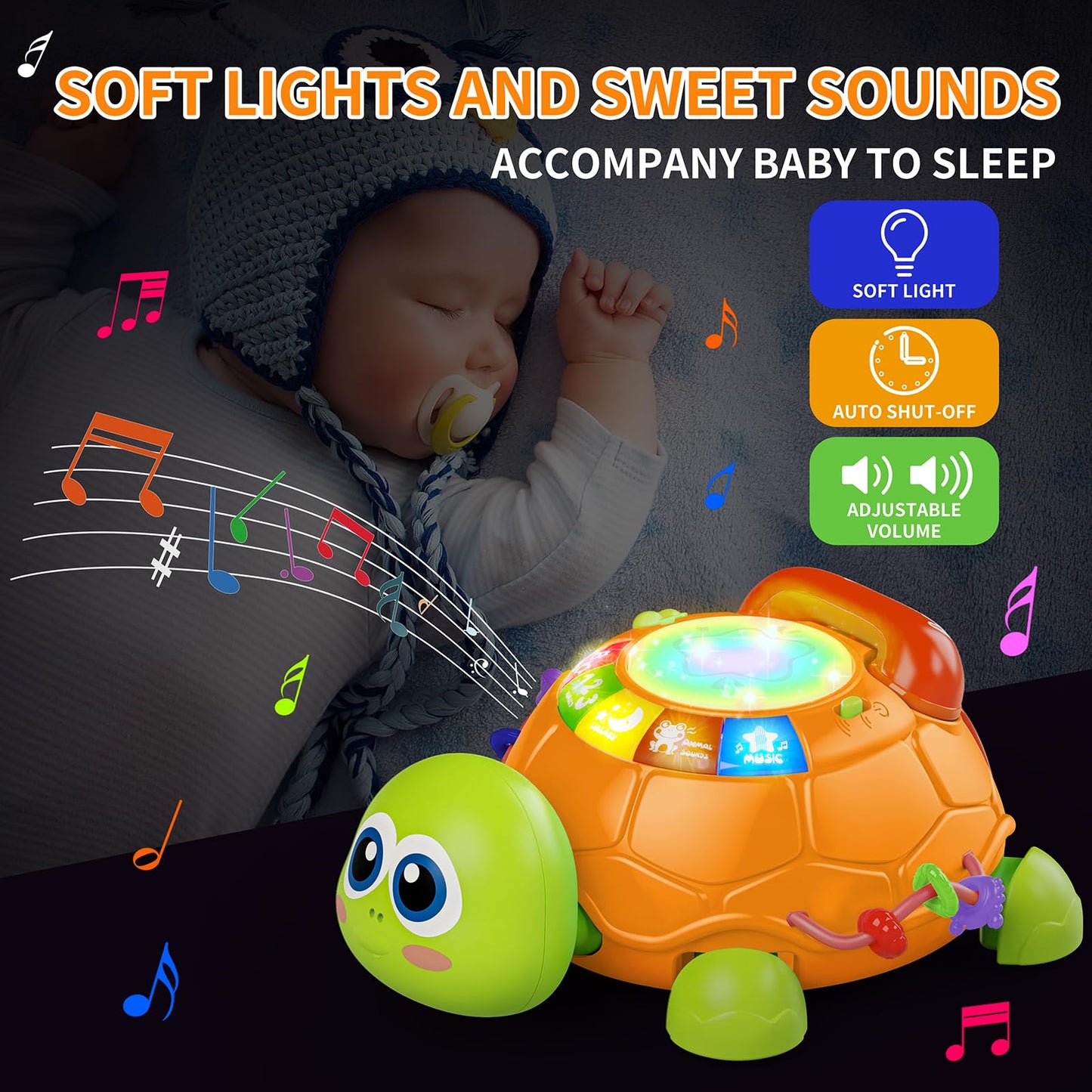 Letapapa Musical Turtle Crawl Toy for Babies 6–18 Months – Light & Sound Educational Toy