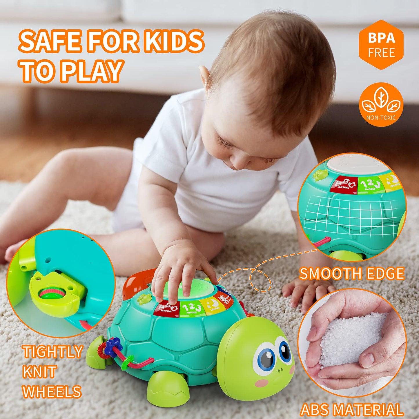 Letapapa Baby Toys 6-12M | Musical Turtle Crawling Toy with Lights & Sounds