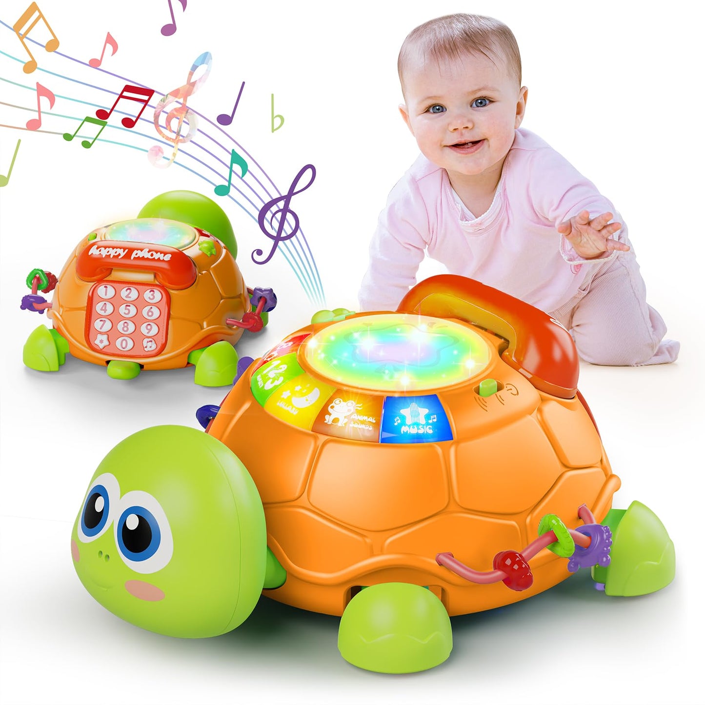 Letapapa Musical Turtle Crawl Toy for Babies 6–18 Months – Light & Sound Educational Toy