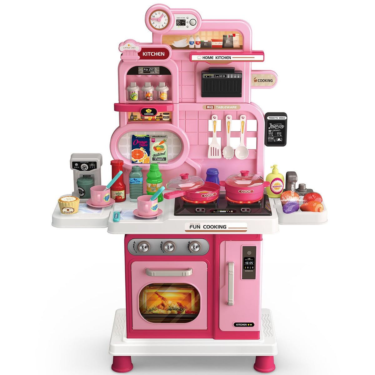 Letapapa Play Kitchen Set – Realistic Sound & Light, 57-Piece Stove, Sink & Accessories for Toddlers 2-5