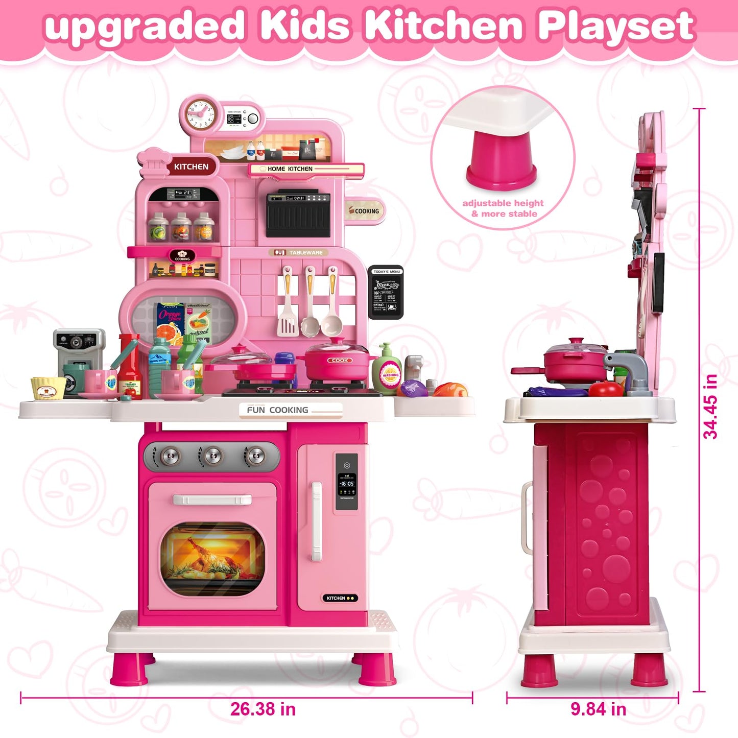Letapapa Play Kitchen Set – Realistic Sound & Light, 57-Piece Stove, Sink & Accessories for Toddlers 2-5
