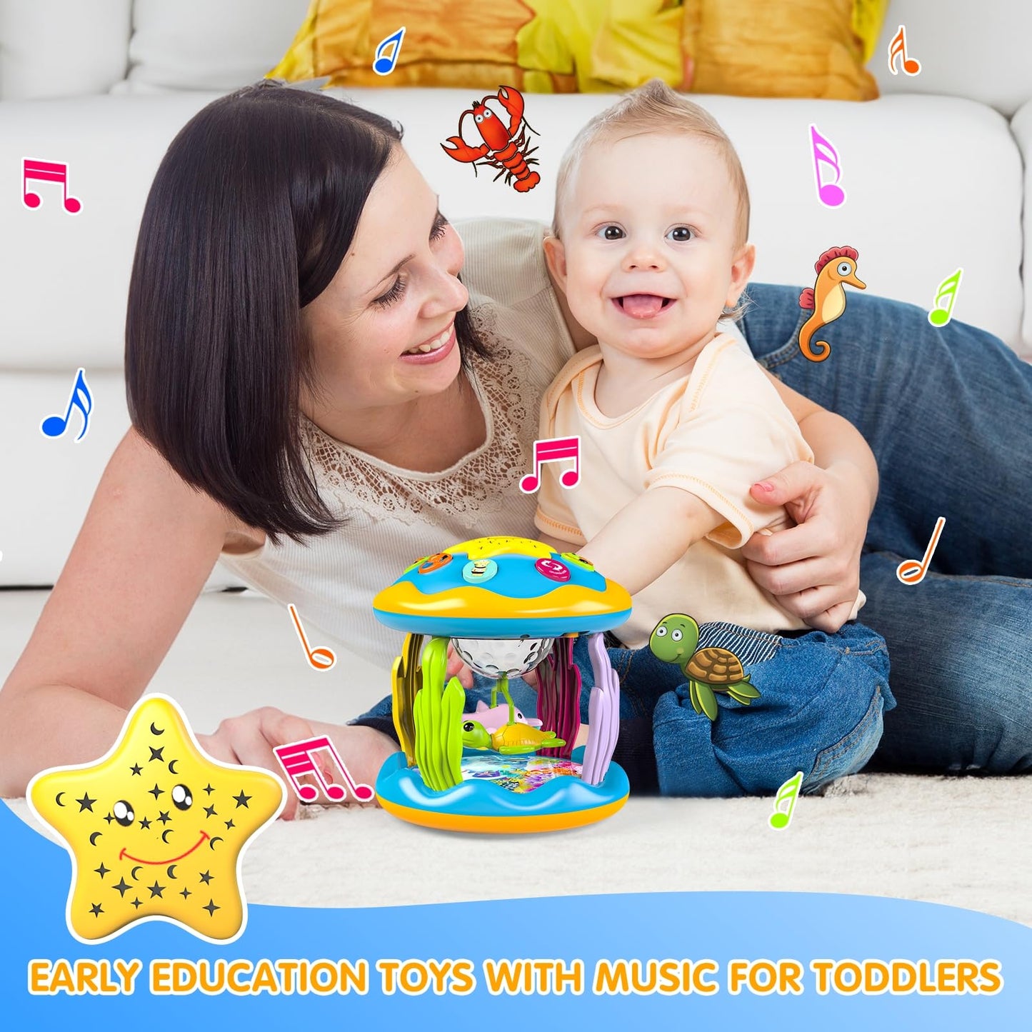Letapapa 4-in-1 Musical Rotating Projector Baby Toy – Tummy Time Light-Up for 6-12 Months