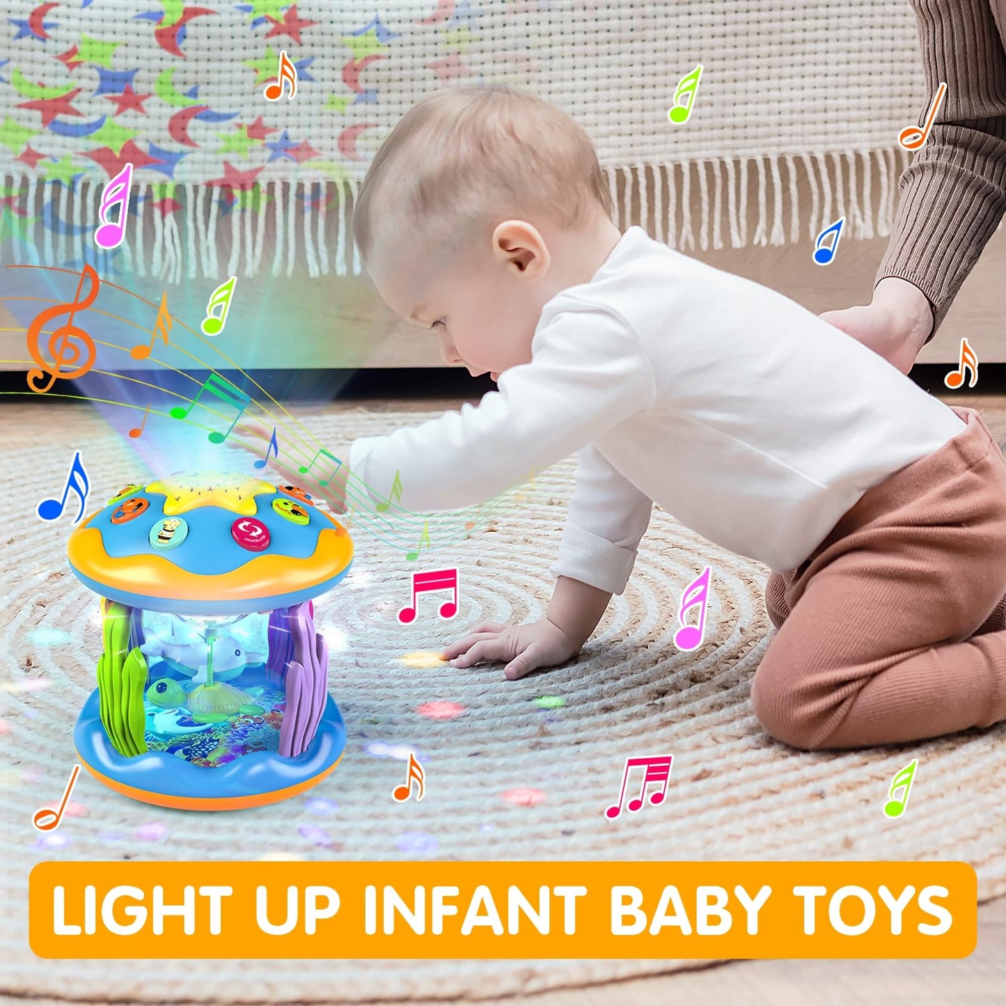 Letapapa 4-in-1 Musical Rotating Projector Baby Toy – Tummy Time Light-Up for 6-12 Months