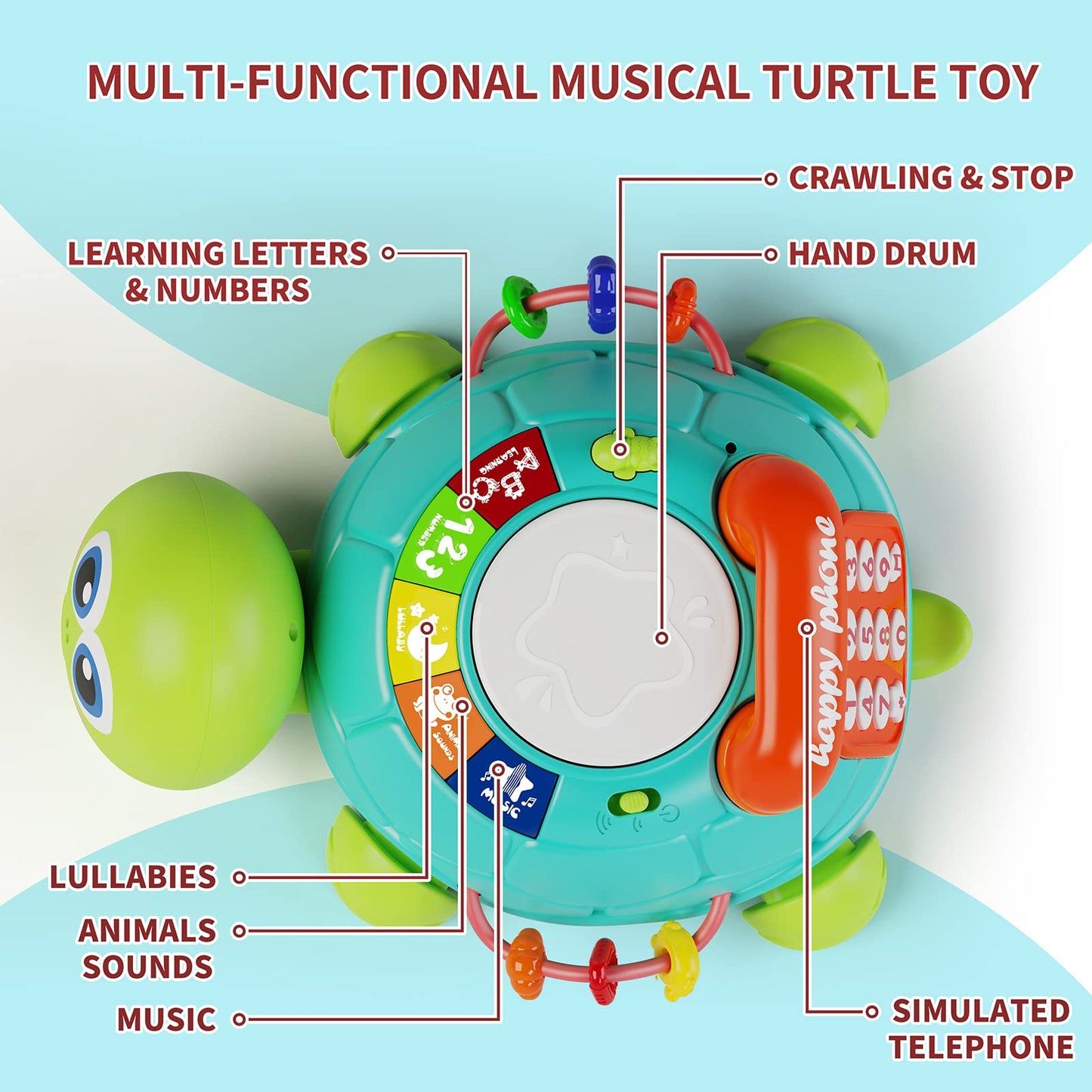 Letapapa Baby Toys 6-12M | Musical Turtle Crawling Toy with Lights & Sounds